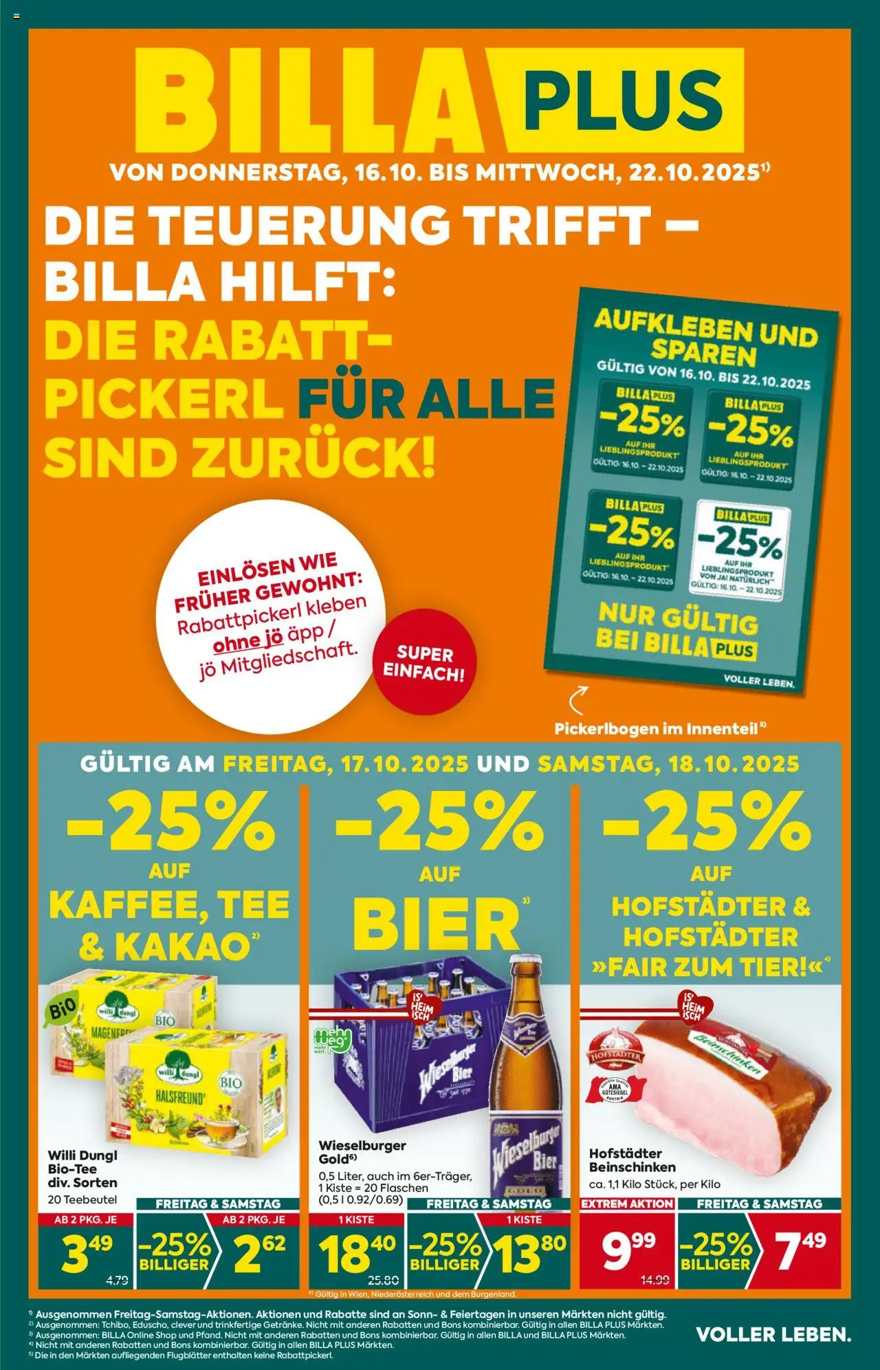 BILLA PLUS Flugblatt 16.10.2025 - Angebote aktuell, prospekt - Seite 1