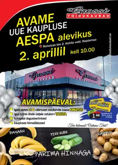 Grossi Toidukaubad kliendilehe eelvaade alates 02.04.2026