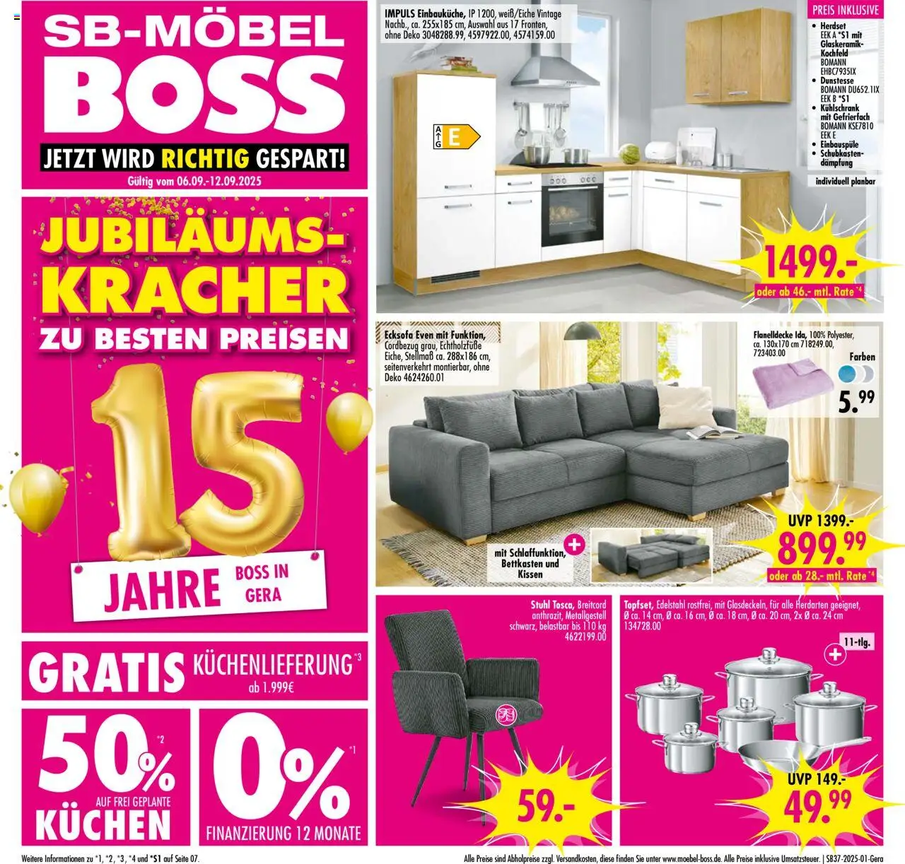 SB Möbel Boss Prospekt Gera (vom 06.09.2025 - 12.09.2025)