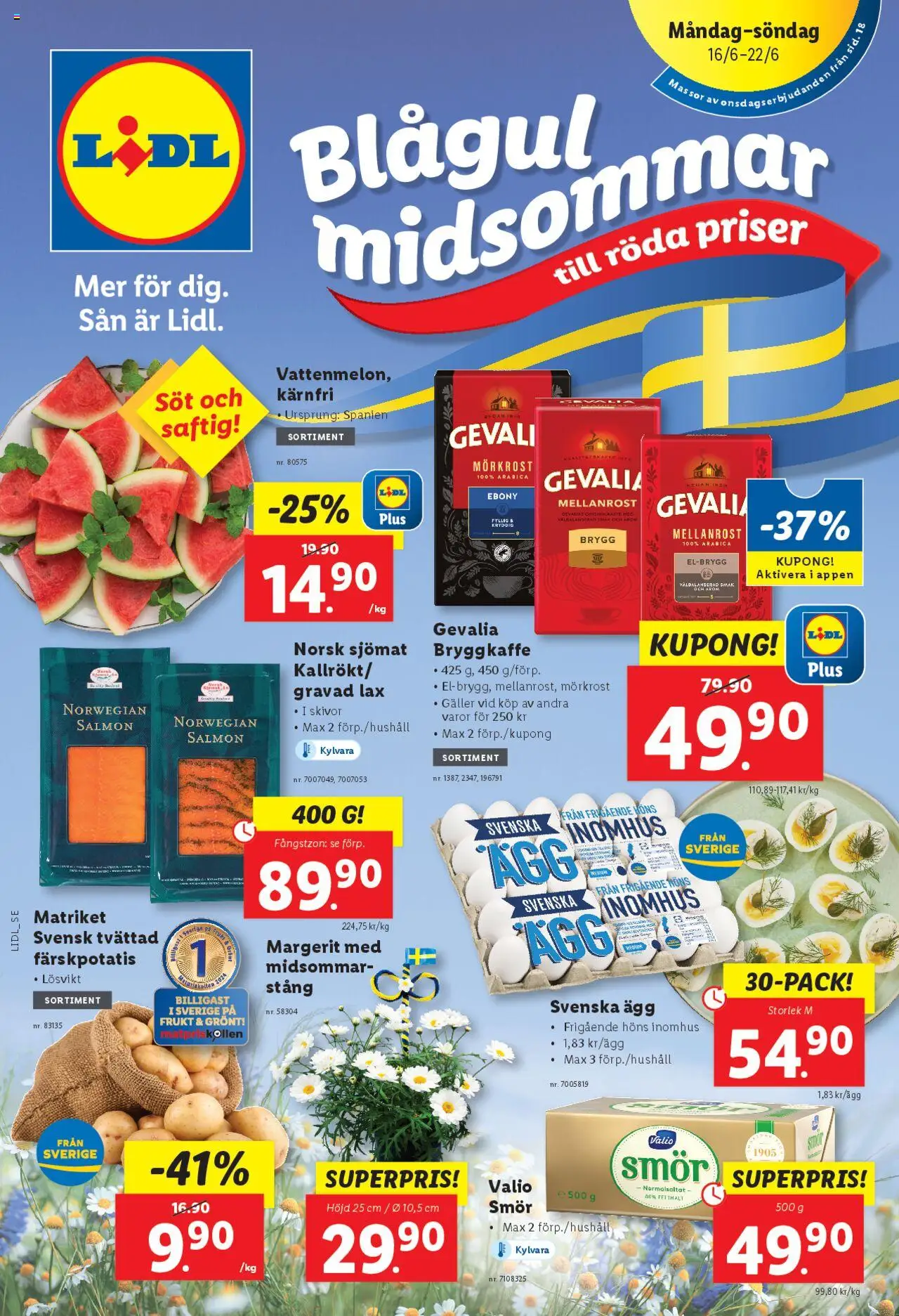 Aktuella reklamblad Lidl är giltig 16/06 2025 > Veckans Erbjudanden gäller från 16/06/2025 till 22/06/2025 sidnummer 1