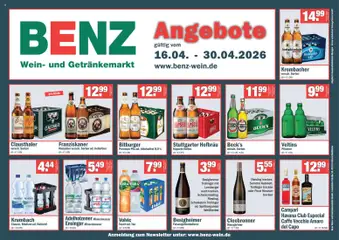 Vorschau von dem Prospekt des Geschäftes Benz Getränke, gültig ab dem 16.04.2026