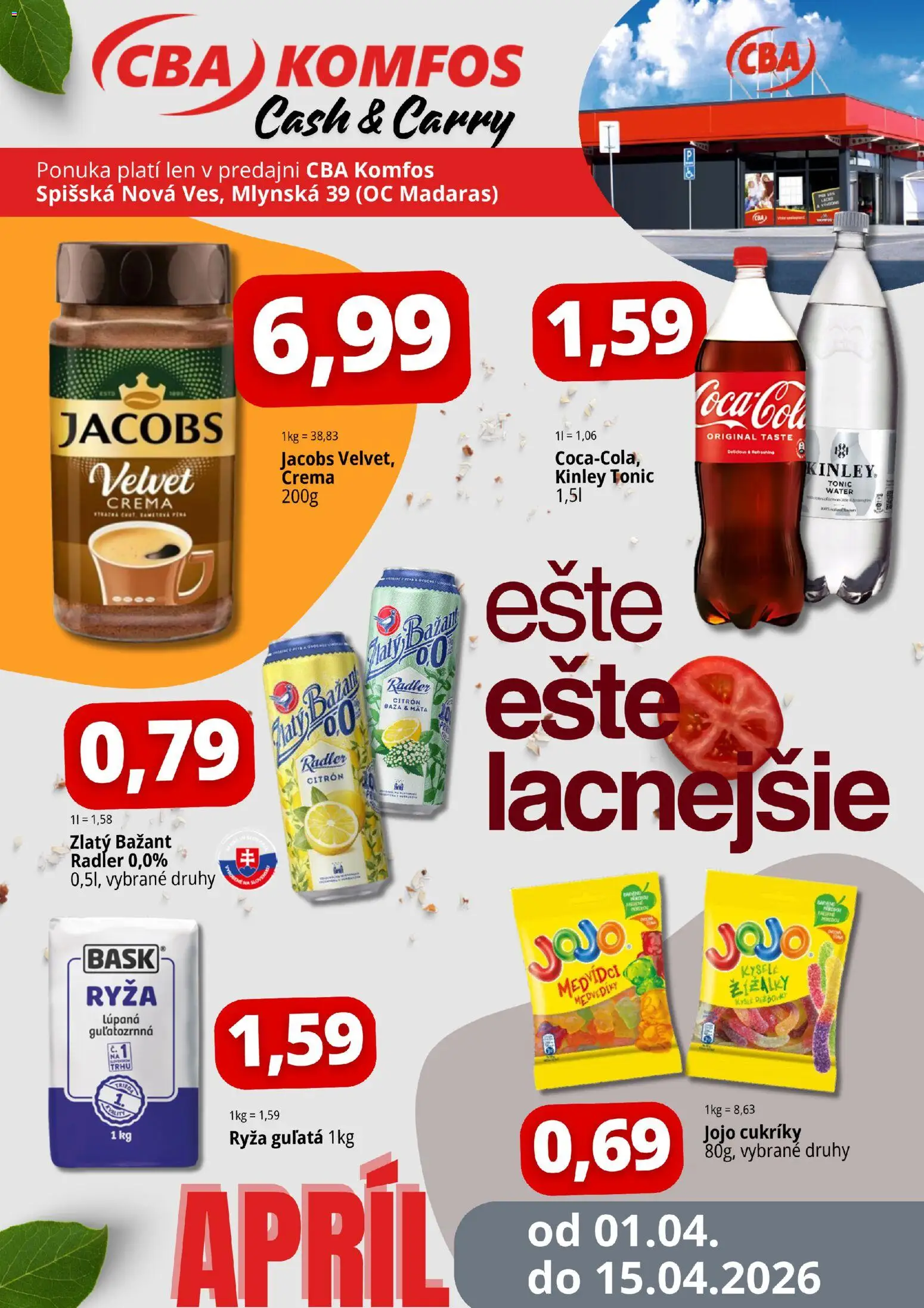 Náhľad CBA Komfos letáku platného od 01.04.2026