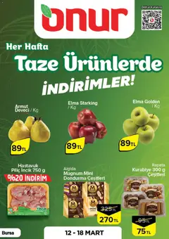 Onur Market Onur Market - Taze Ürünlerde İndirimler - Bursa 12.03.2026 - Broşürünün önizlemesi