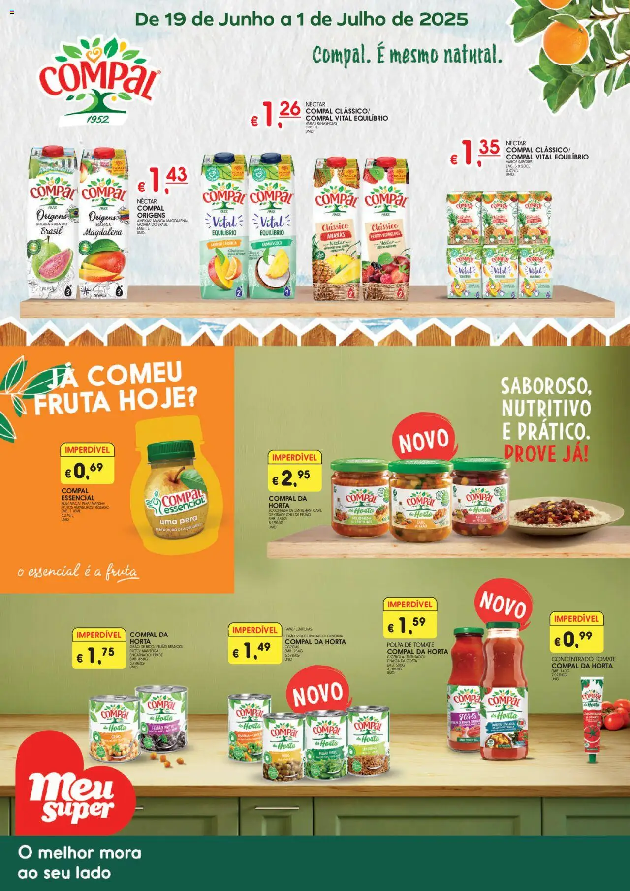 Meu Super Folheto de 19/06/2025 - catálogo esta semana - página 1 - Lentilhas, Manga, Polpa de tomate, Ananás, Tomate, Cenoura, Feijão