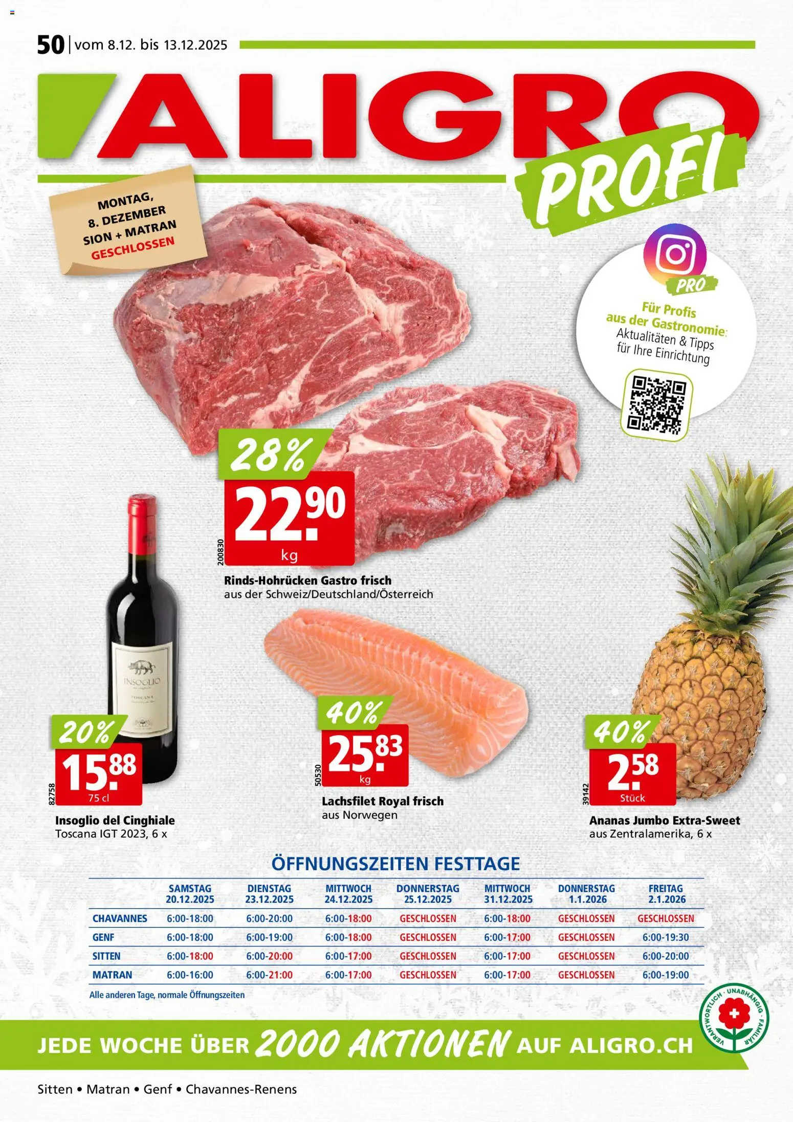 Vorschau des Merkblatts Aktionen Chavannes, Matran, Genf, Sitten vom Shop Aligro gültig von 08.12.2025 bis 13.12.2025