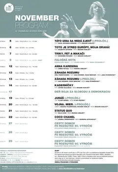 Náhľad Mestské divadlo Žilina letáku platného od 01.11.2025