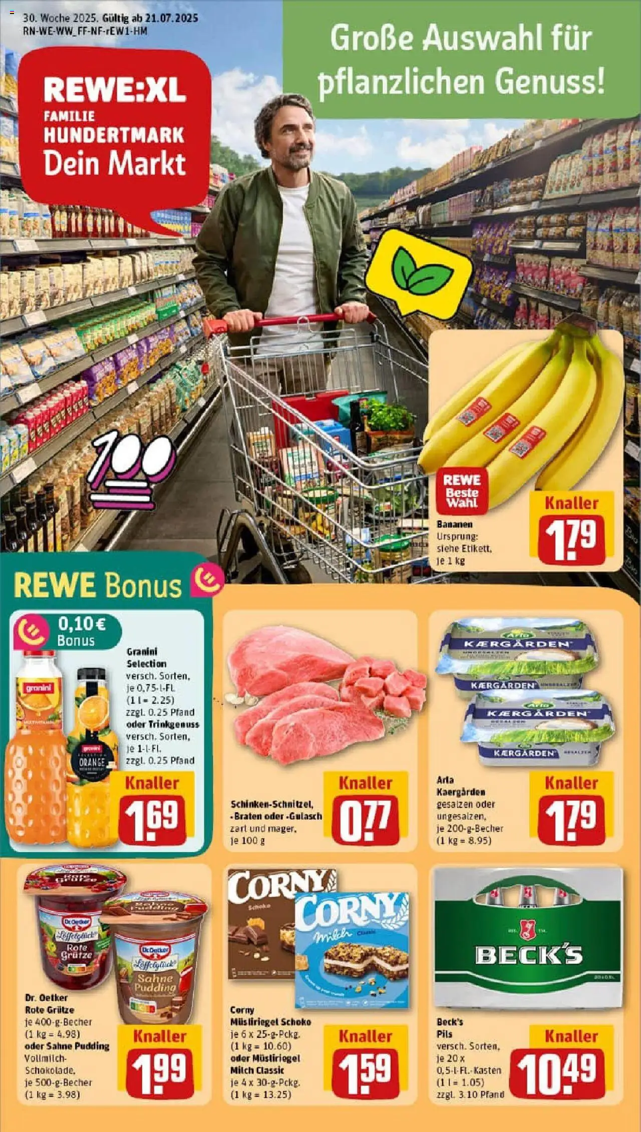 REWE Prospekt ab 20.07.2025 nächste Woche - Prospekt Rennerod - Gulasch, Bananen, Milch, Sahne, Pudding, Granini, Pils