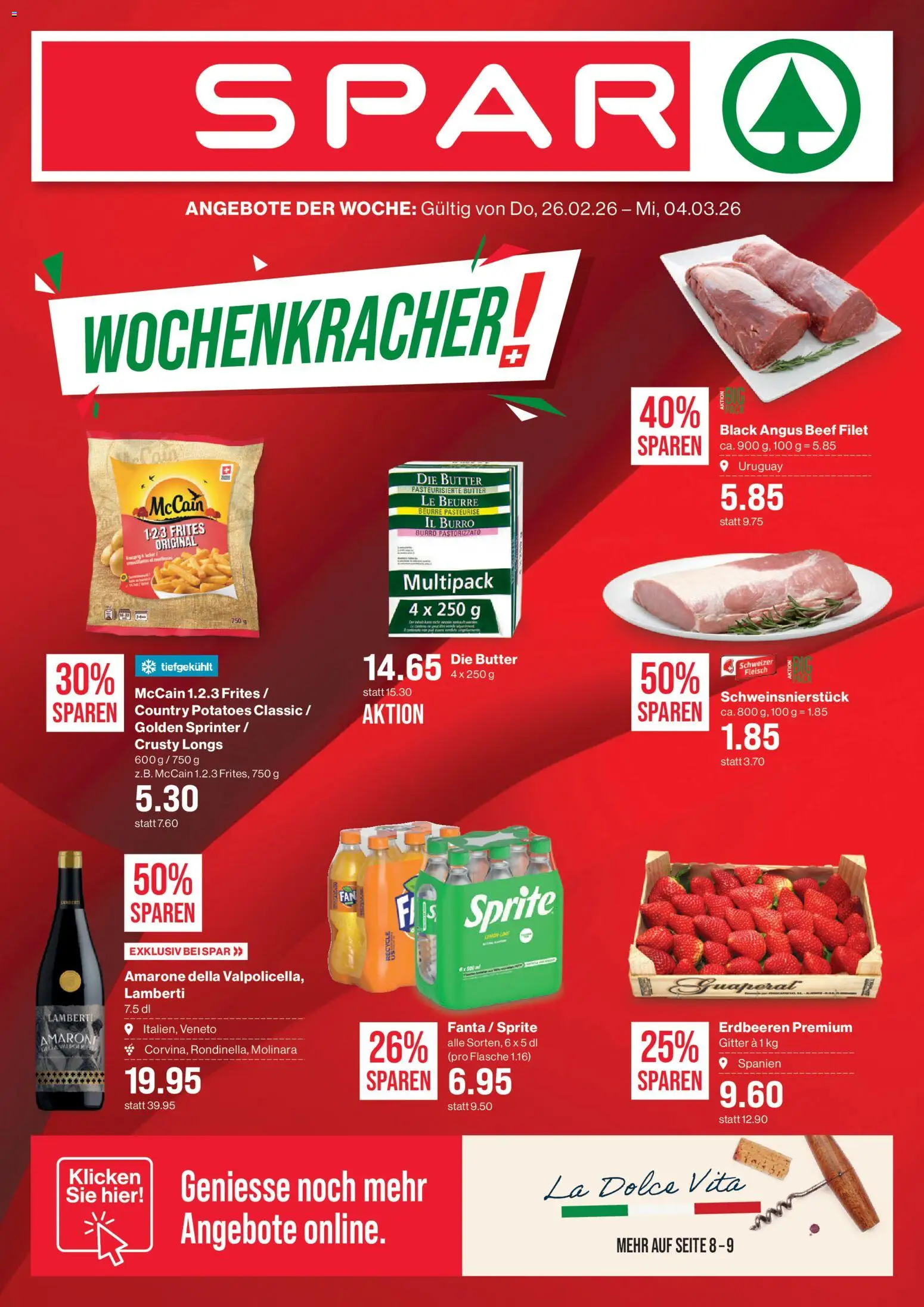 Vorschau des Merkblatts Aktionen vom Shop SPAR gültig von 26.02.2026 bis 04.03.2026