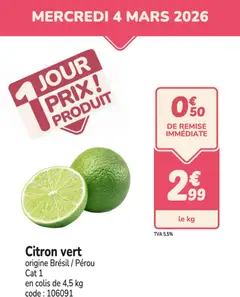 Prévisualisation de Promocash PROMO citron vert du magasin Promocash formulaire valide 04/03/2026