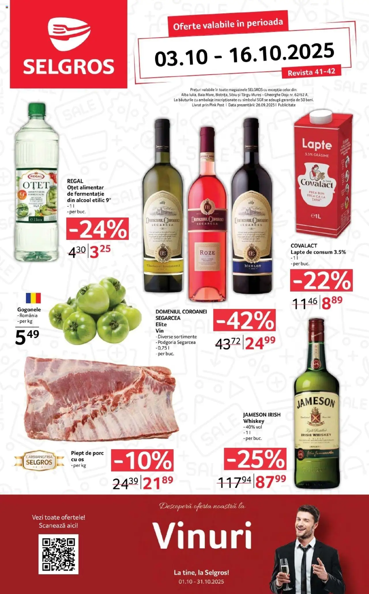 Previzualizarea de cataloage: Selgros Catalog - Food valabil de la 03.10.2025 - Whiskey, Lapte, Alba, Jameson, Piept de Porc, Oțet