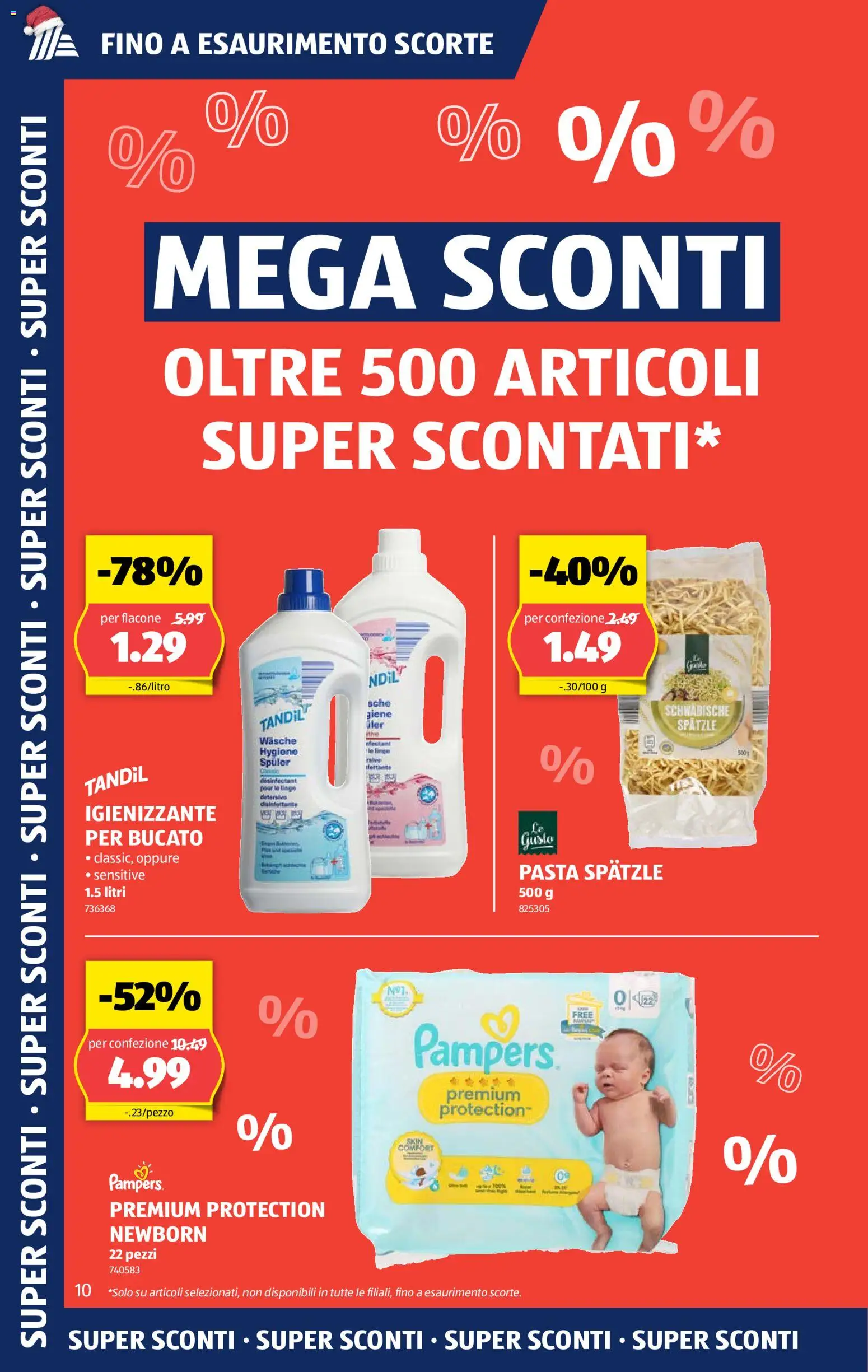 Vorschau des Merkblatts Aktionen Mega Sconti vom Shop Aldi gültig von 17.12.2025 bis 23.12.2025 - Pasta, Pampers, Liege