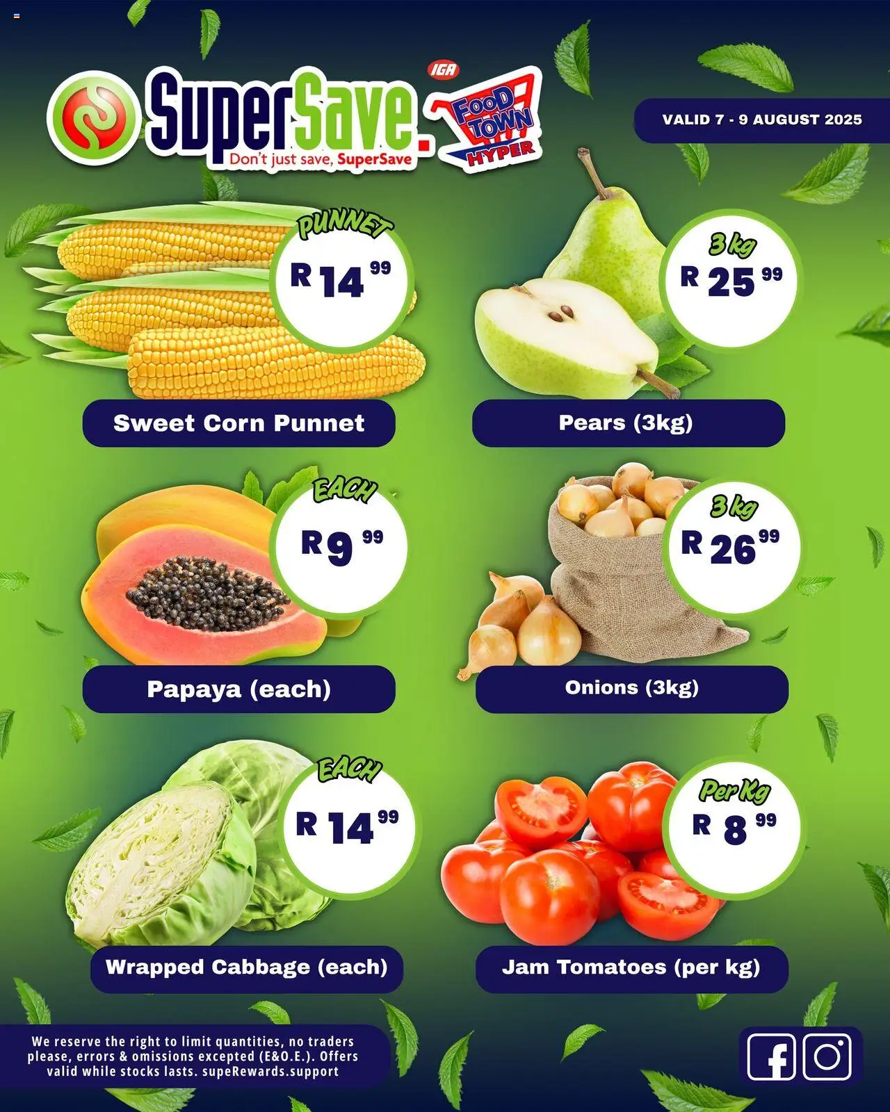 Super Save Fresh Specials from 07/08 - 09/08/2025 > Promotions - Jam, Corn, Tomatoes, Onions, Pears