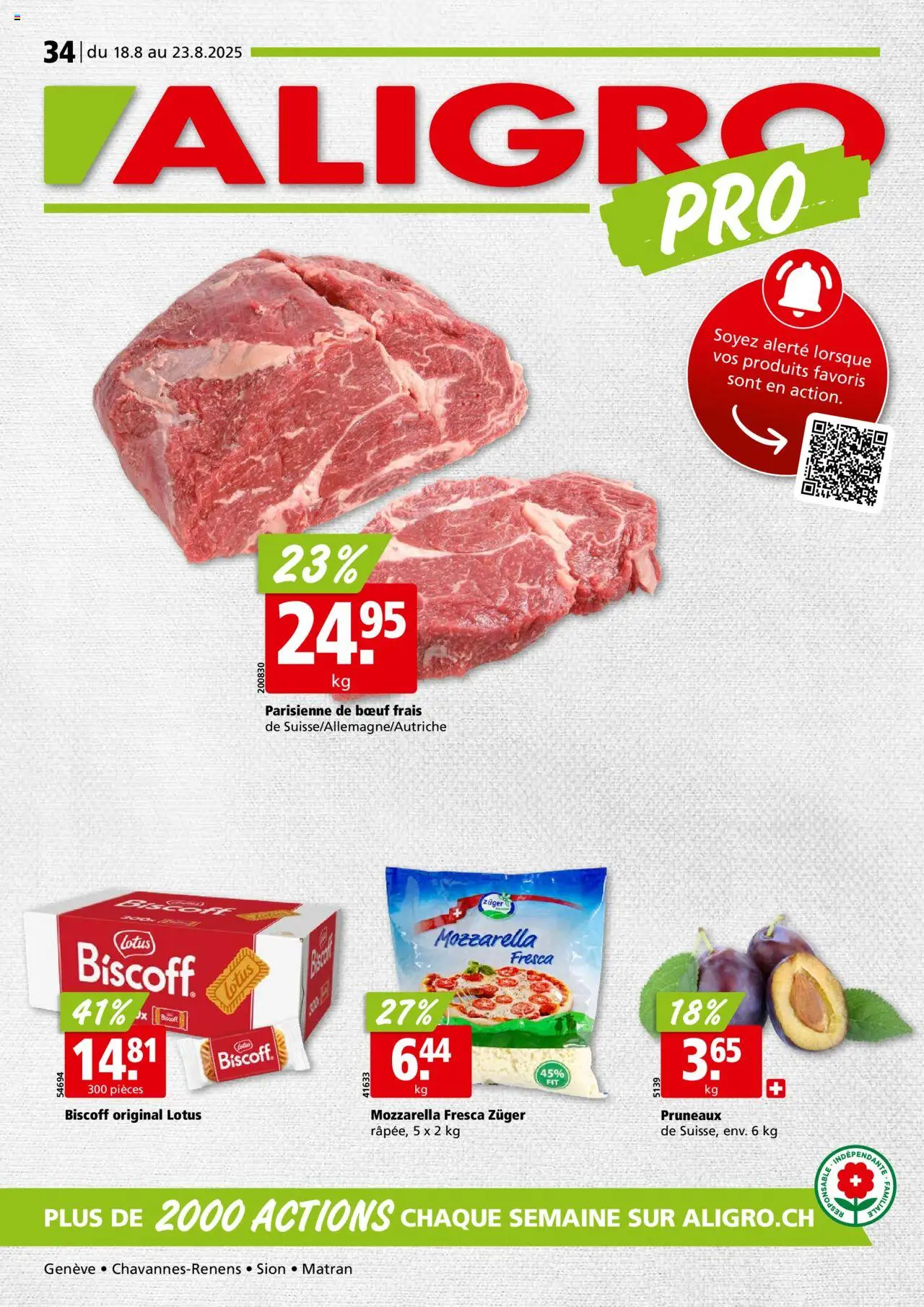 Aligro Aktionen FR Chavannes, Matran, Genève, Sion ab 18.08.2025 - Seitennummer 1