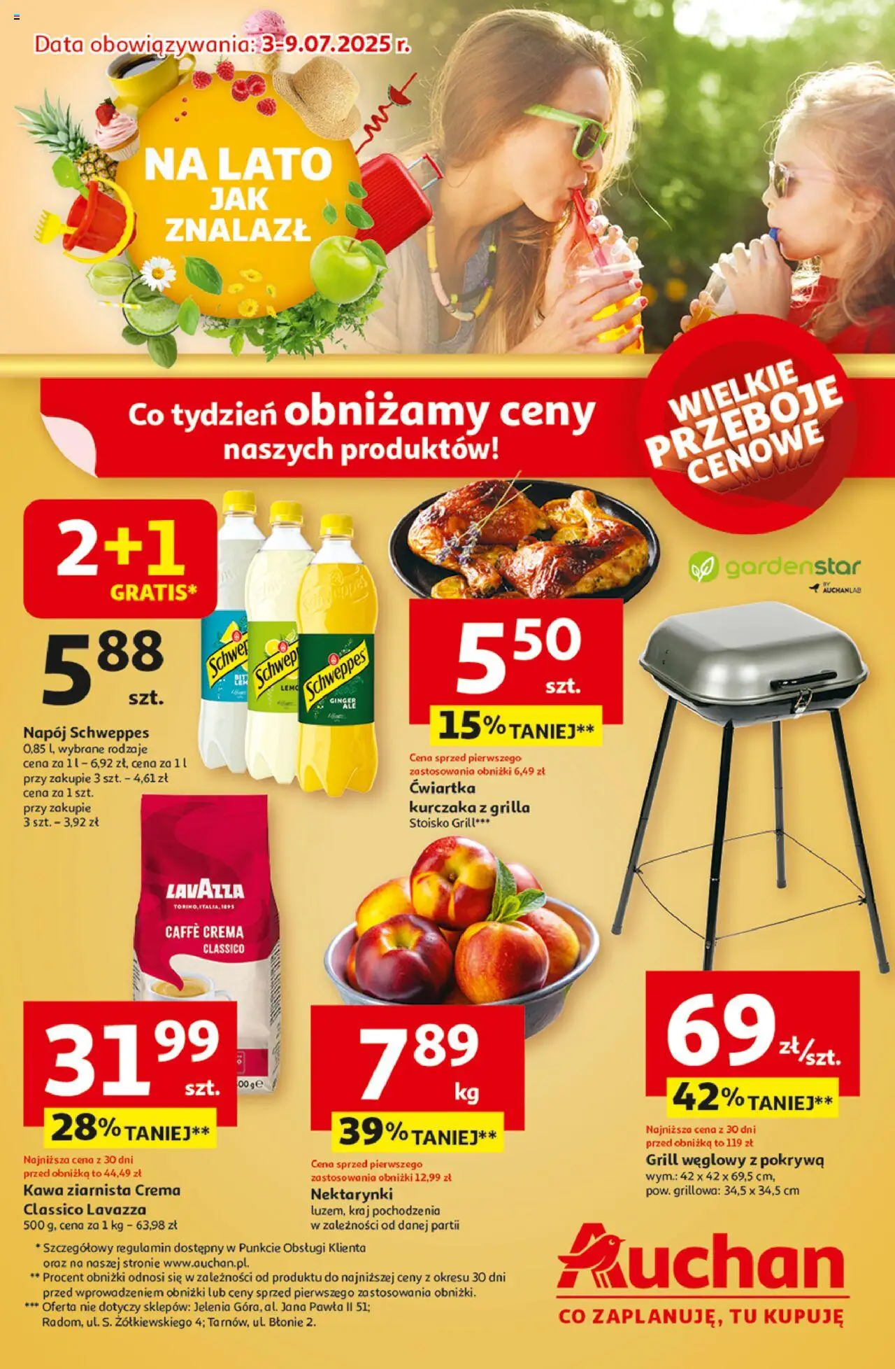 Auchan Na Lato Jak Znalazł Hipermarket od 03.07.2025 - Nowa Gazetka - Numer strony 1 - Kawa, Grill, Lavazza, Kawa ziarnista, Nektarynki