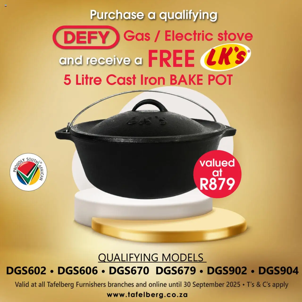 Tafelberg Furnishers DEFY Cooker Promotion from 09/09 - 30/09/2025 > Promotions