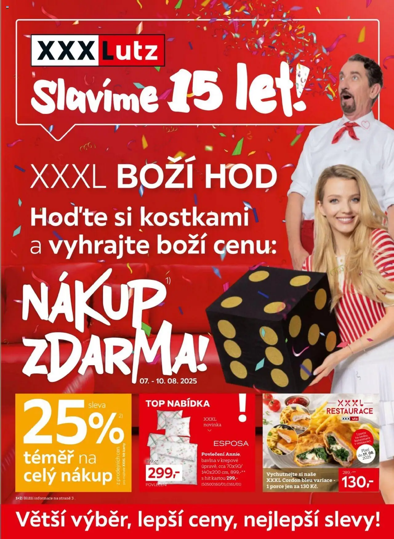  XXXLutz Leták - Sleva 25 % na téměř celý nákup (04.08.2025 - 17.08.2025) - Povlečení, Cordon Bleu, Karty