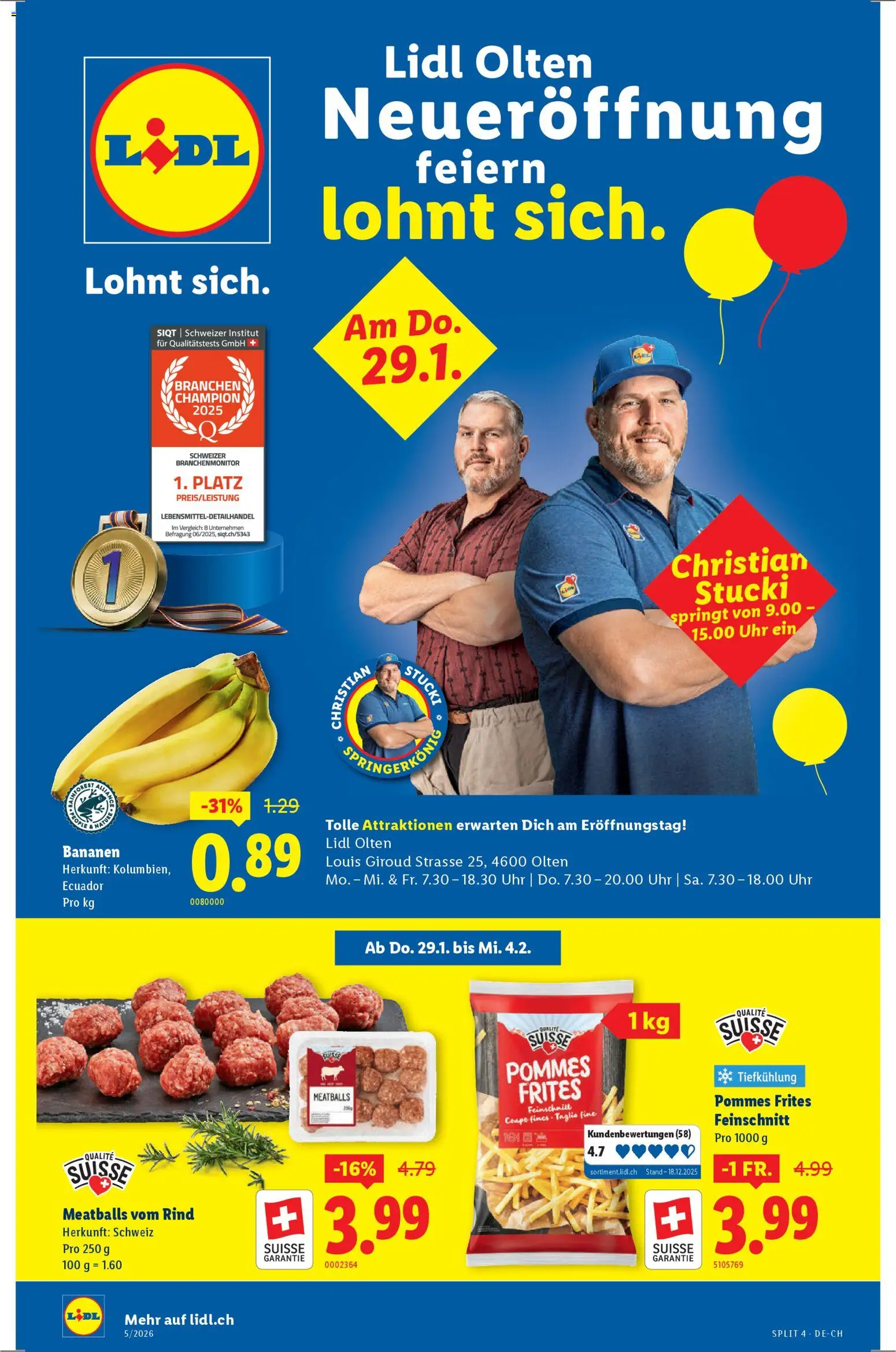 Vorschau des Merkblatts Aktionen Neueröffnung Olten vom Shop Lidl gültig von 29.01.2026 bis 04.02.2026