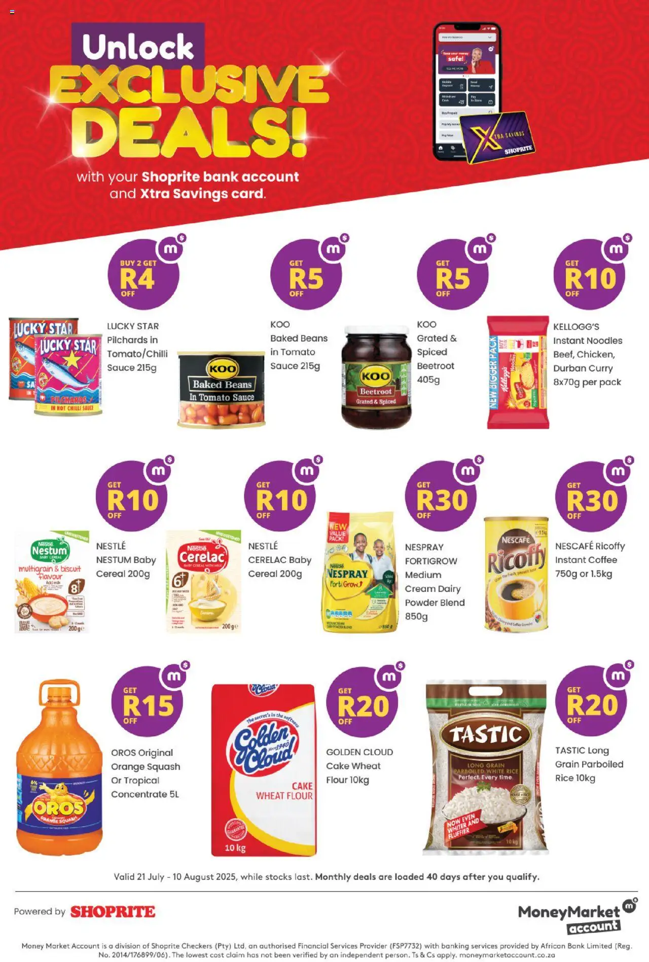 Shoprite Money Market Exclusive Deals 21/07 - 10/08/2025 >> Catalogue