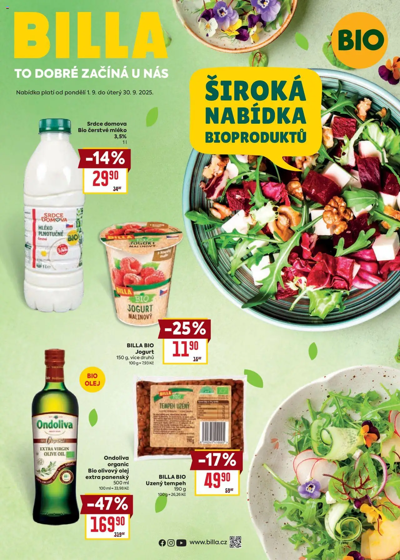  BILLA leták již od 01.09.2025 » Akční "Leták - Bio"