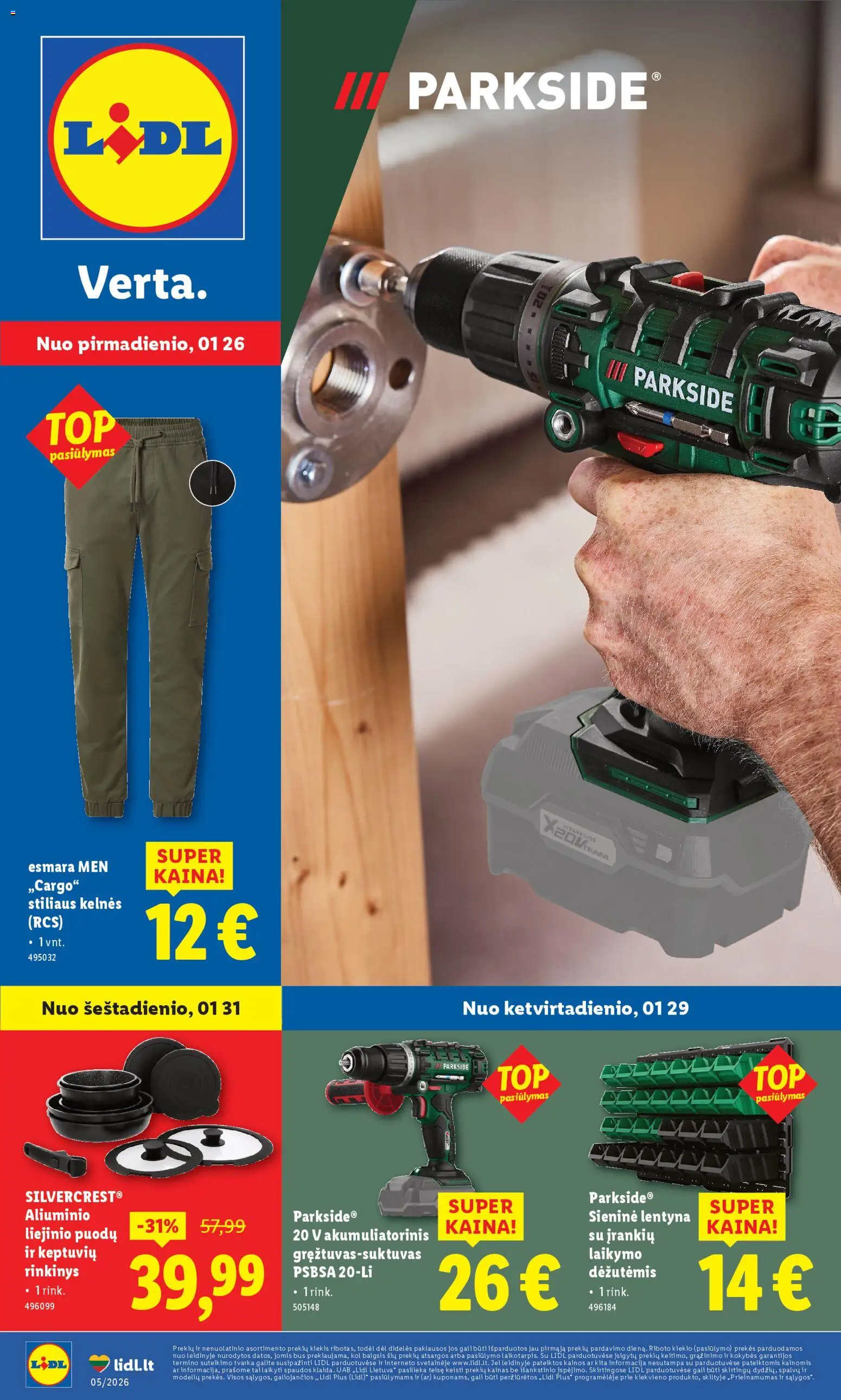 LIDL parduotuvės leidinio Leidinys - Ne maisto prekių pasiūlymai galiojančio nuo 2026.01.26 peržiūra