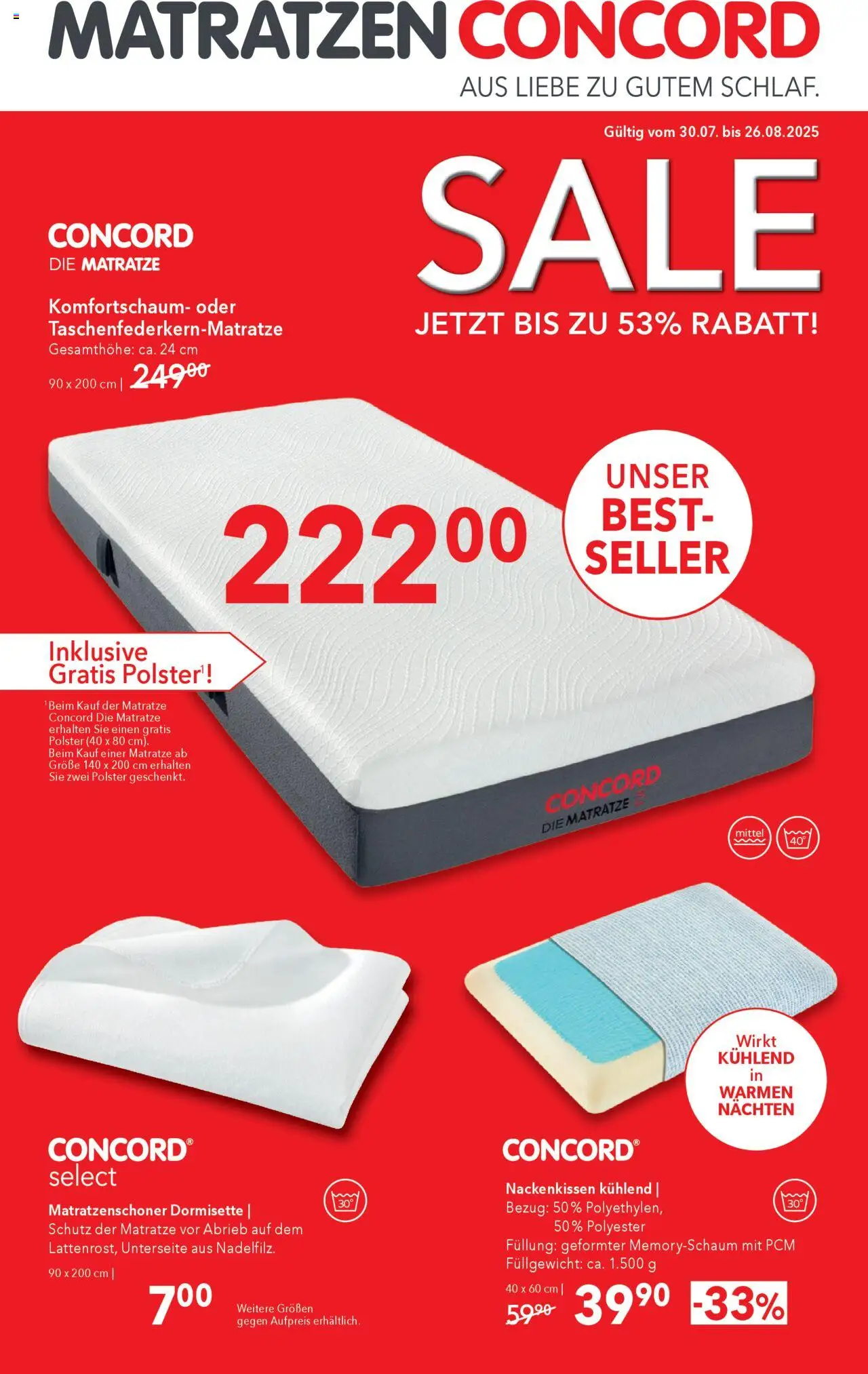  Matratzen Concord Flugblatt ab (30.07.2025 - 26.08.2025) - Seite 1