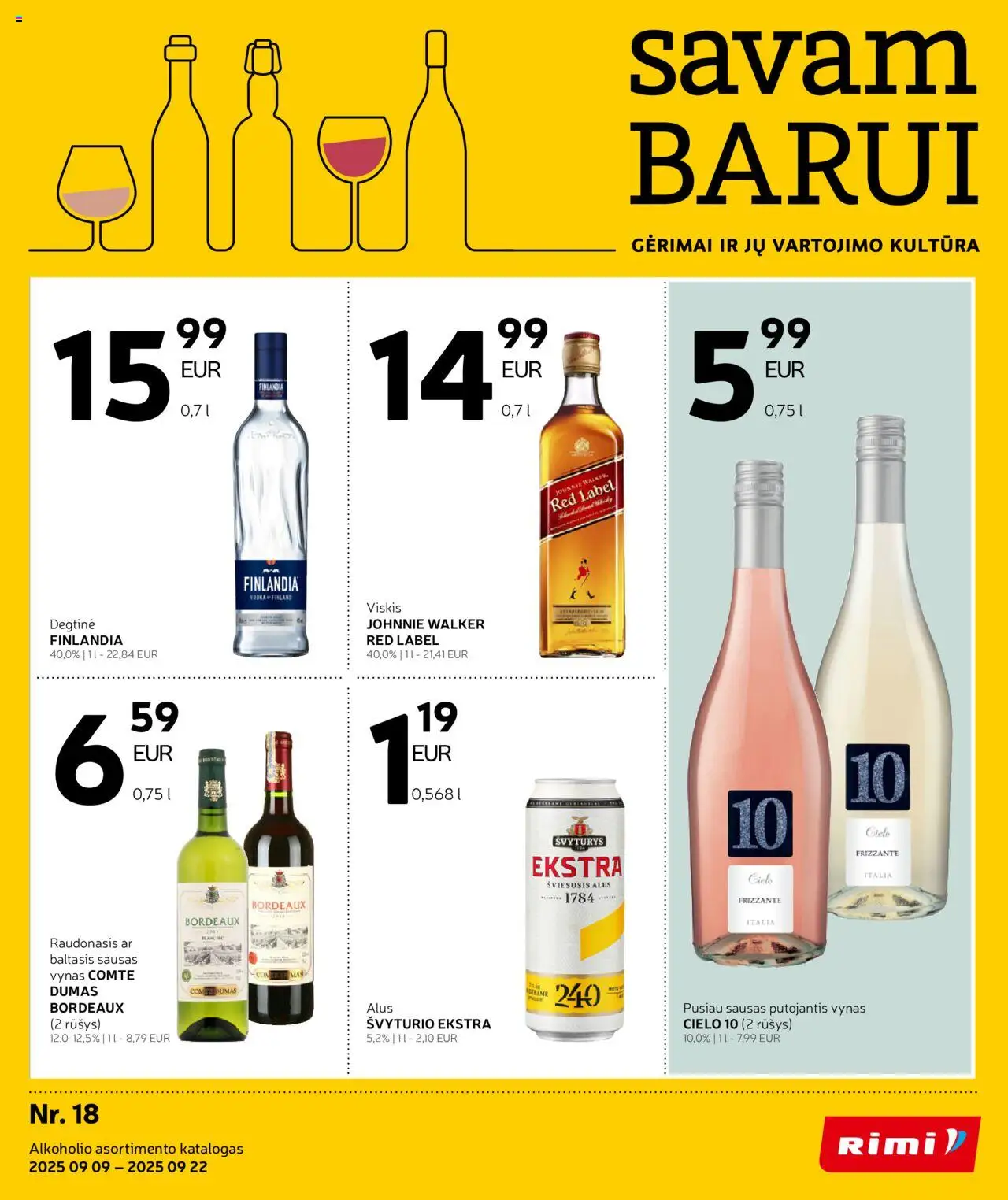 Rimi leidinys galioja nuo 2025.09.09 – puslapio numeris 1 - Alus, Viskis, Vynas, Degtinė
