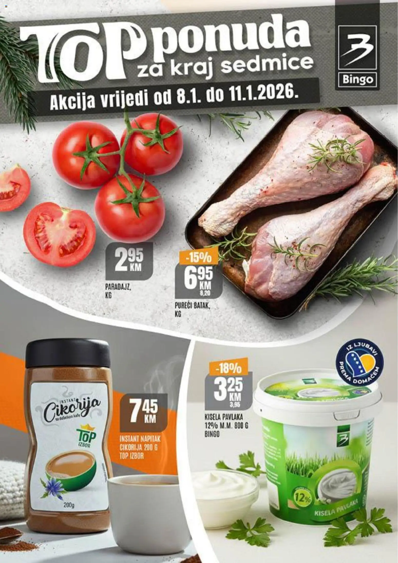 Pregled letka Top ponuda za kraj sedmice trgovine Bingo vrijedi od 2026.01.08