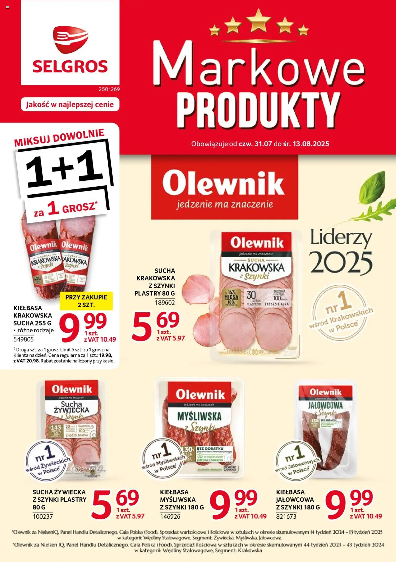 Selgros cash&carry Markowe produkty od 31.07.2025 - Nowa Gazetka - Numer strony 1