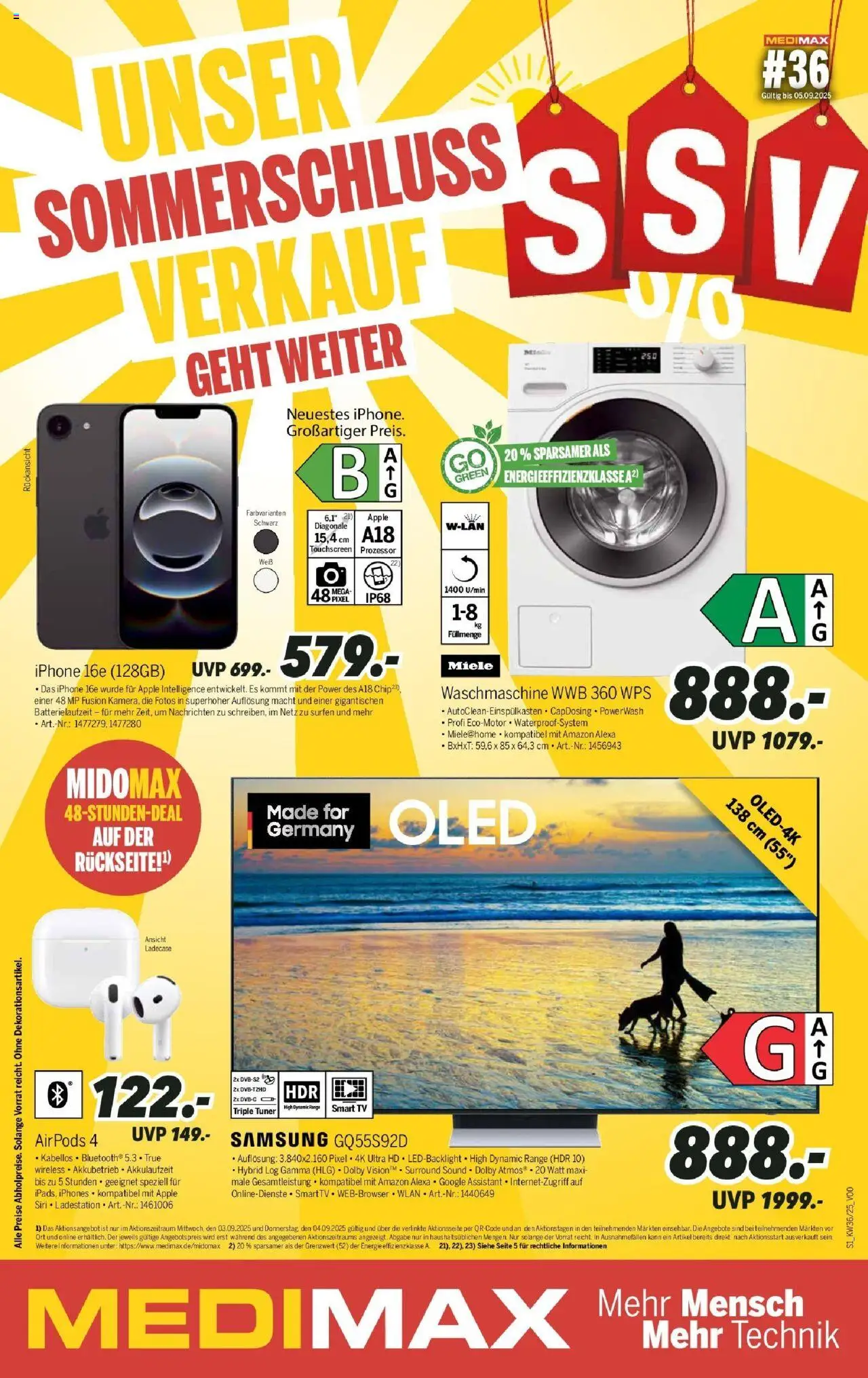 Medimax Prospekt Görlitz (vom 30.08.2025 - 05.09.2025) - Apple, Samsung, Iphone, Airpods, Waschmaschine, TV, Miele, Smart TV
