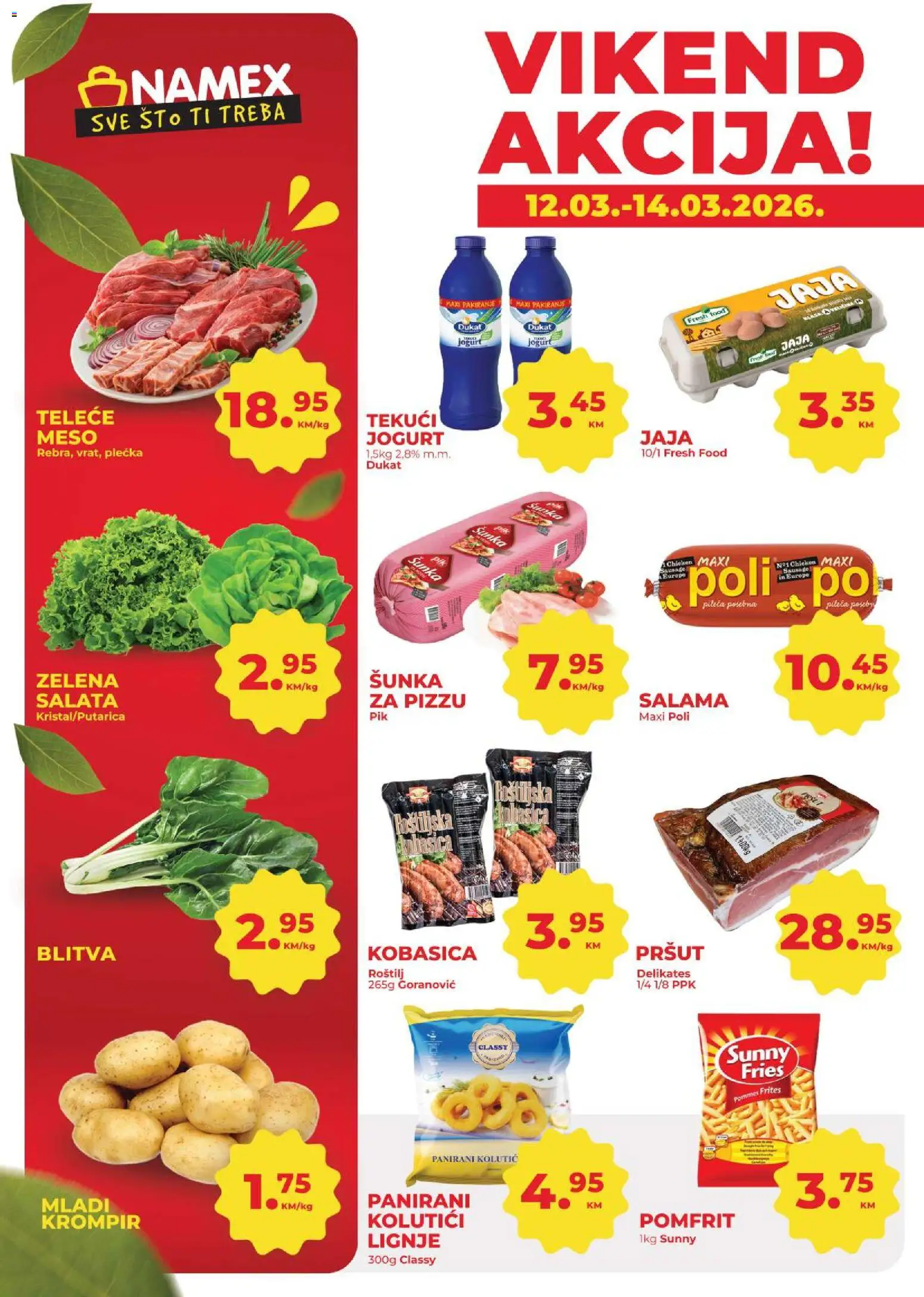 Pregled letka Namex vikend akcija trgovine Namex vrijedi od 12.03.2026