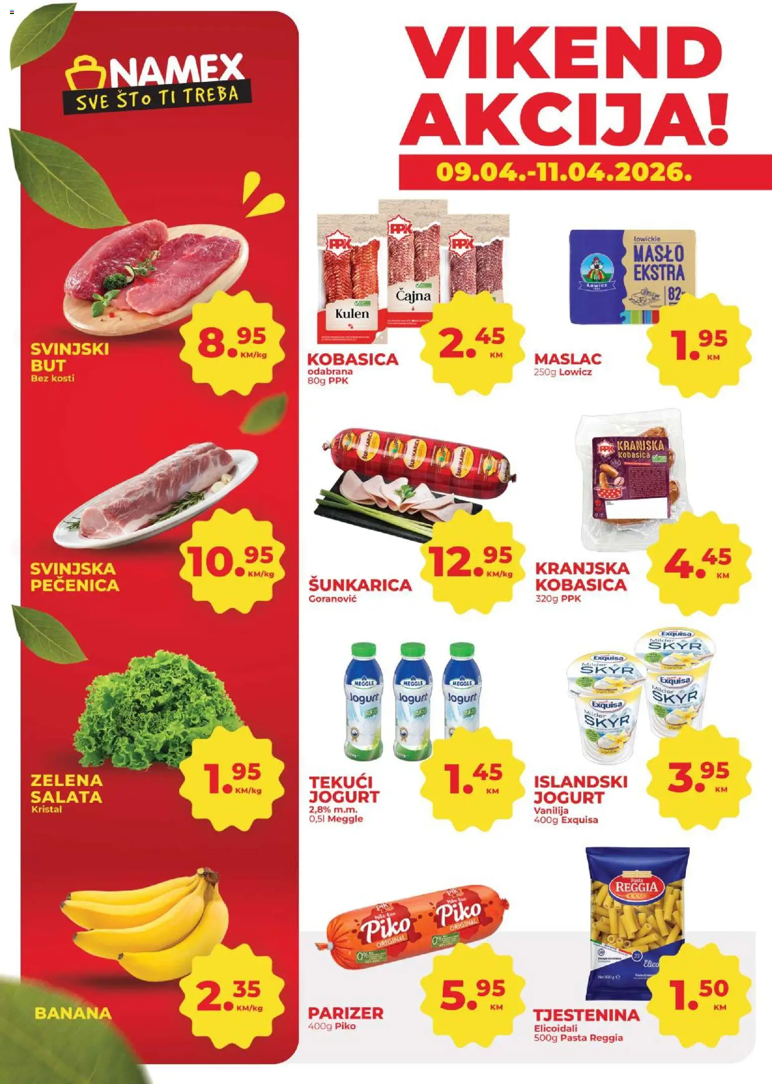 Pregled letka Namex vikend akcija trgovine Namex vrijedi od 09.04.2026