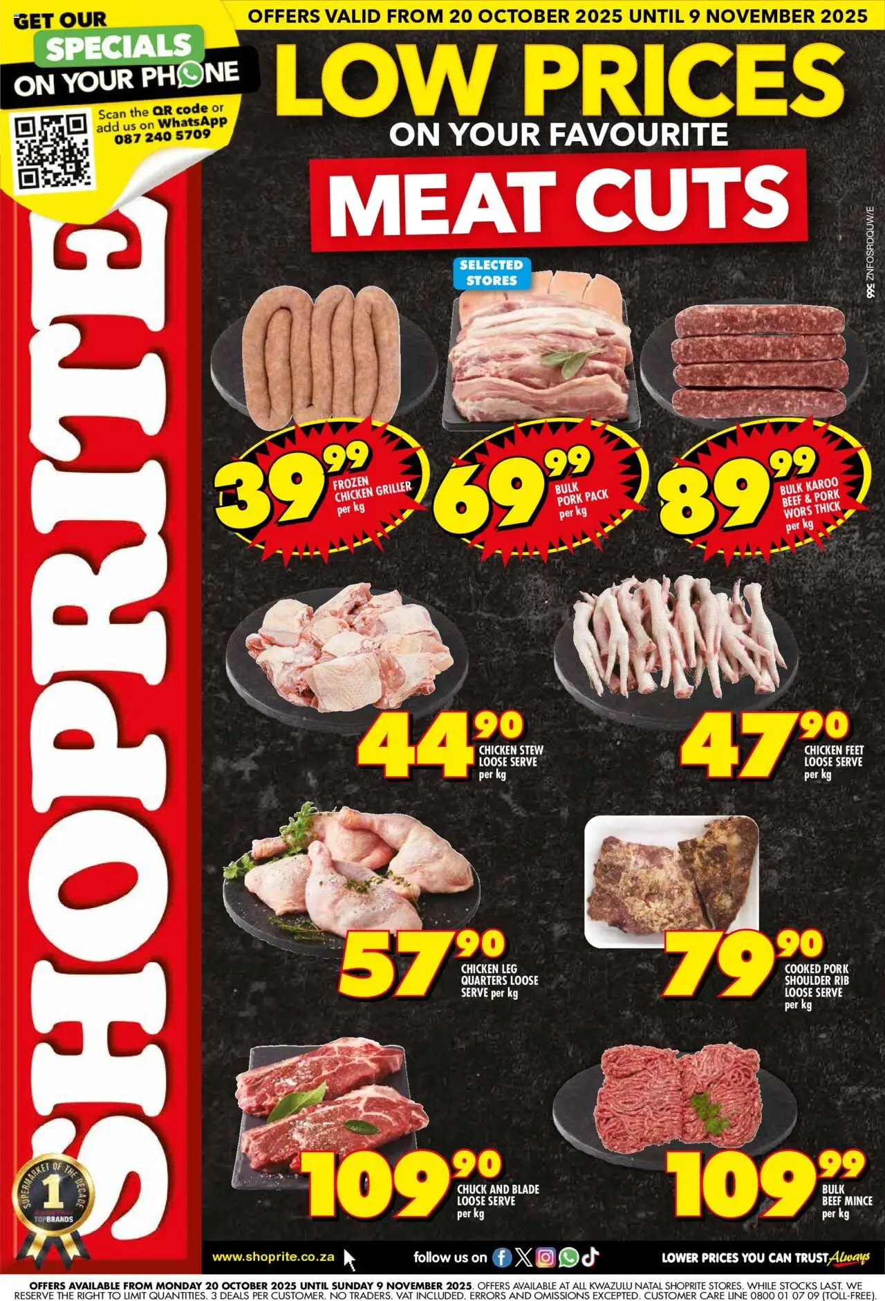 Shoprite KwaZulu-Natal - Low Prices Meat 20/10 - 09/11/2025 >> Catalogue