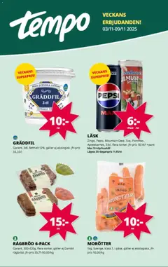 Förhandsgranska reklamblad Aktuella reklamblad Tempo från butik Tempo gäller från 03/11/2025