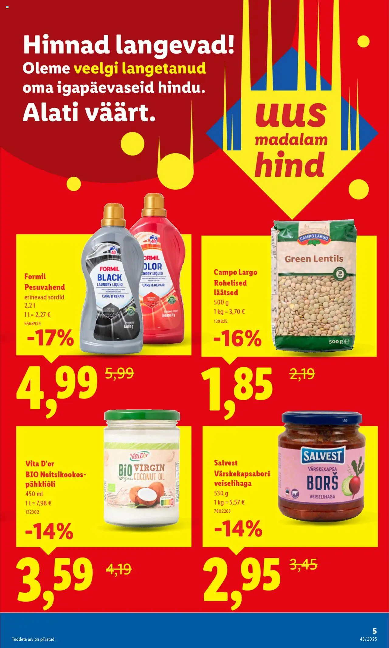 Lidl kliendilehe eelvaade alates 2025.10.20