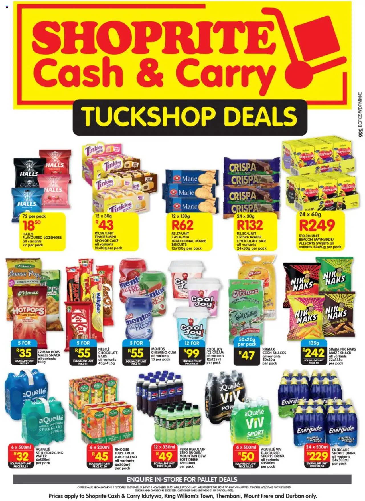 Shoprite Eastern Cape - Cash & Carry Tuckshop Deals Idutywa, King William's Town & Thembani 06/10 - 02/11/2025 >> Catalogue