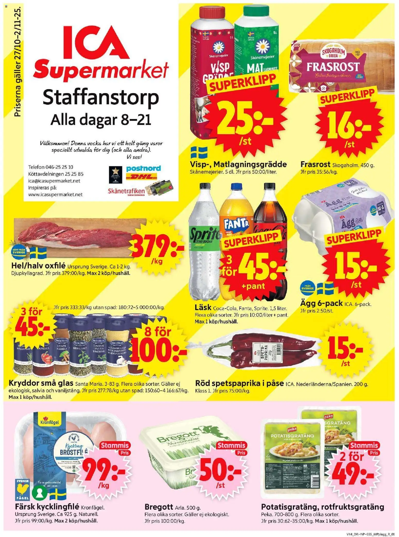 Förhandsgranska reklamblad Staffanstorp från butik ICA Supermarket gäller från 27/10/2025