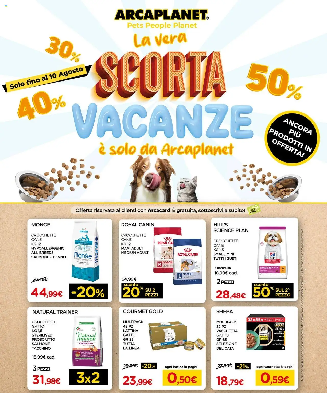 Volantino Arcaplanet valido da 01/08/2025 numero di pagina 1