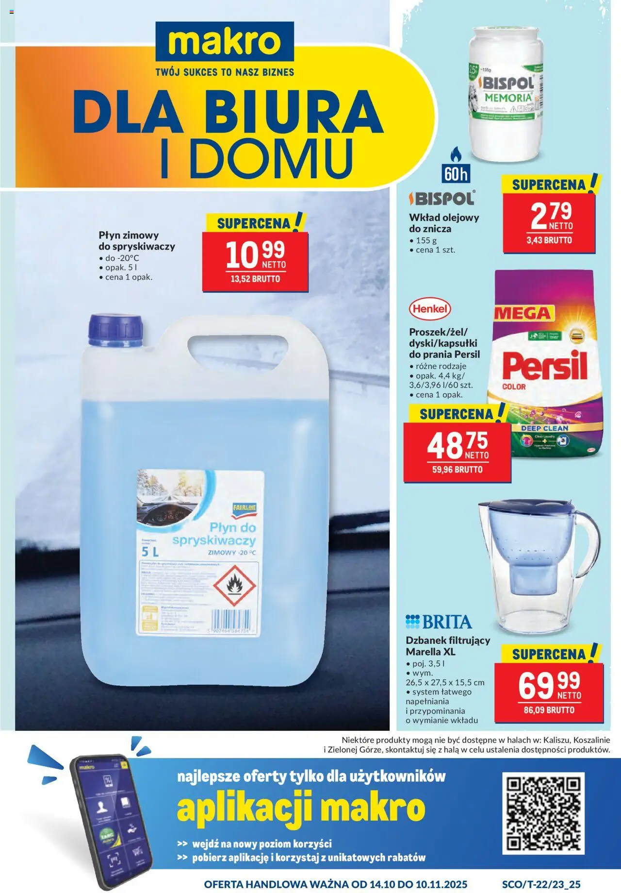 Pogląd gazetki "Gazetka" ze sklepu Makro ważnej od 14.10.2025 - Dzbanek filtrujący, Płyn do spryskiwaczy, Płyn do spryskiwaczy zimowy, Dzbanek, Persil, Płyn zimowy, Wkład olejowy do znicza