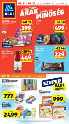 Aldi - Akciós újság Aldi megtekintése, amely érvényes 2025.08.21.-től