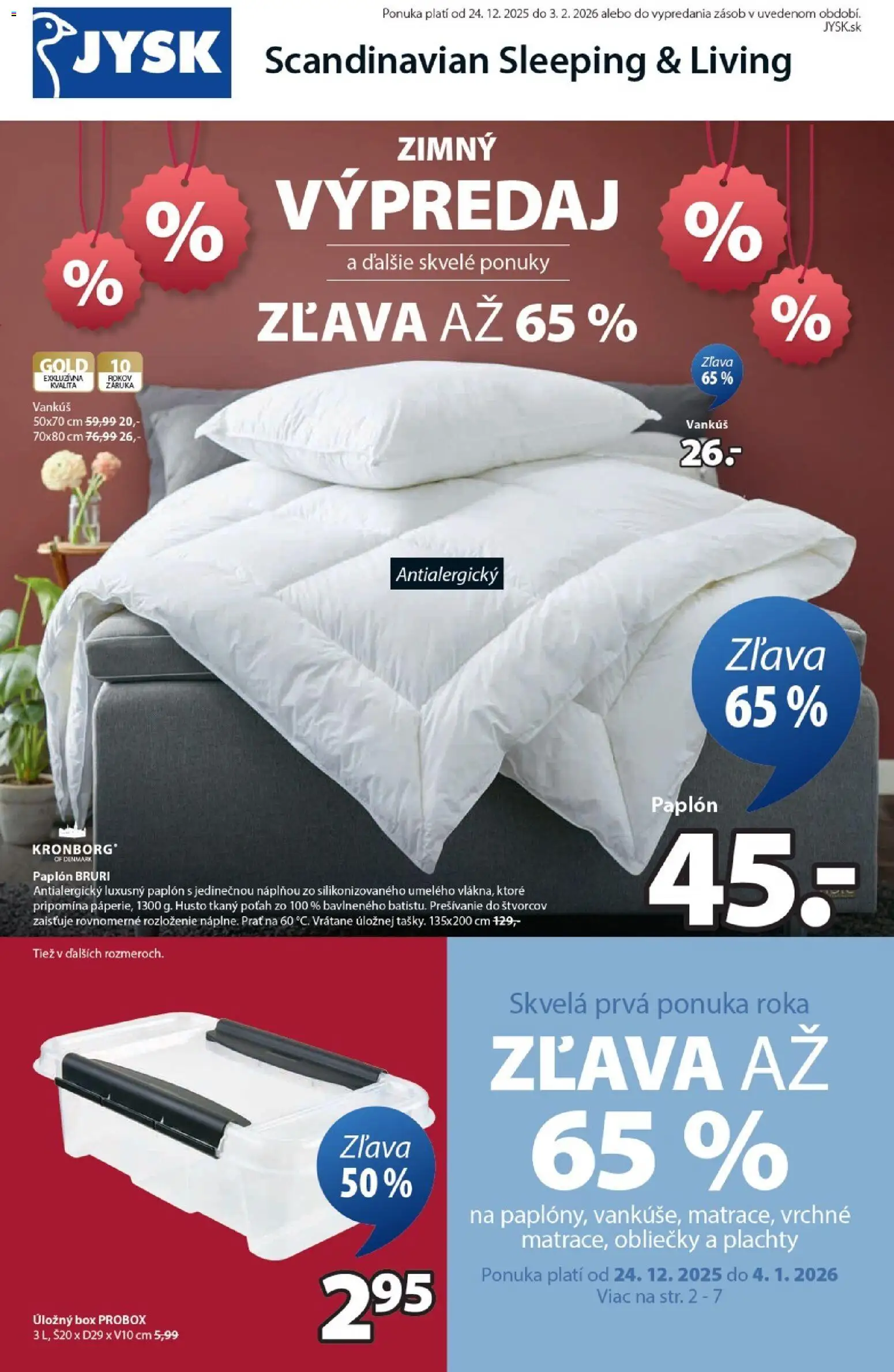 Náhľad JYSK letáku platného od 24.12.2025 - Obliečky, Vankúš