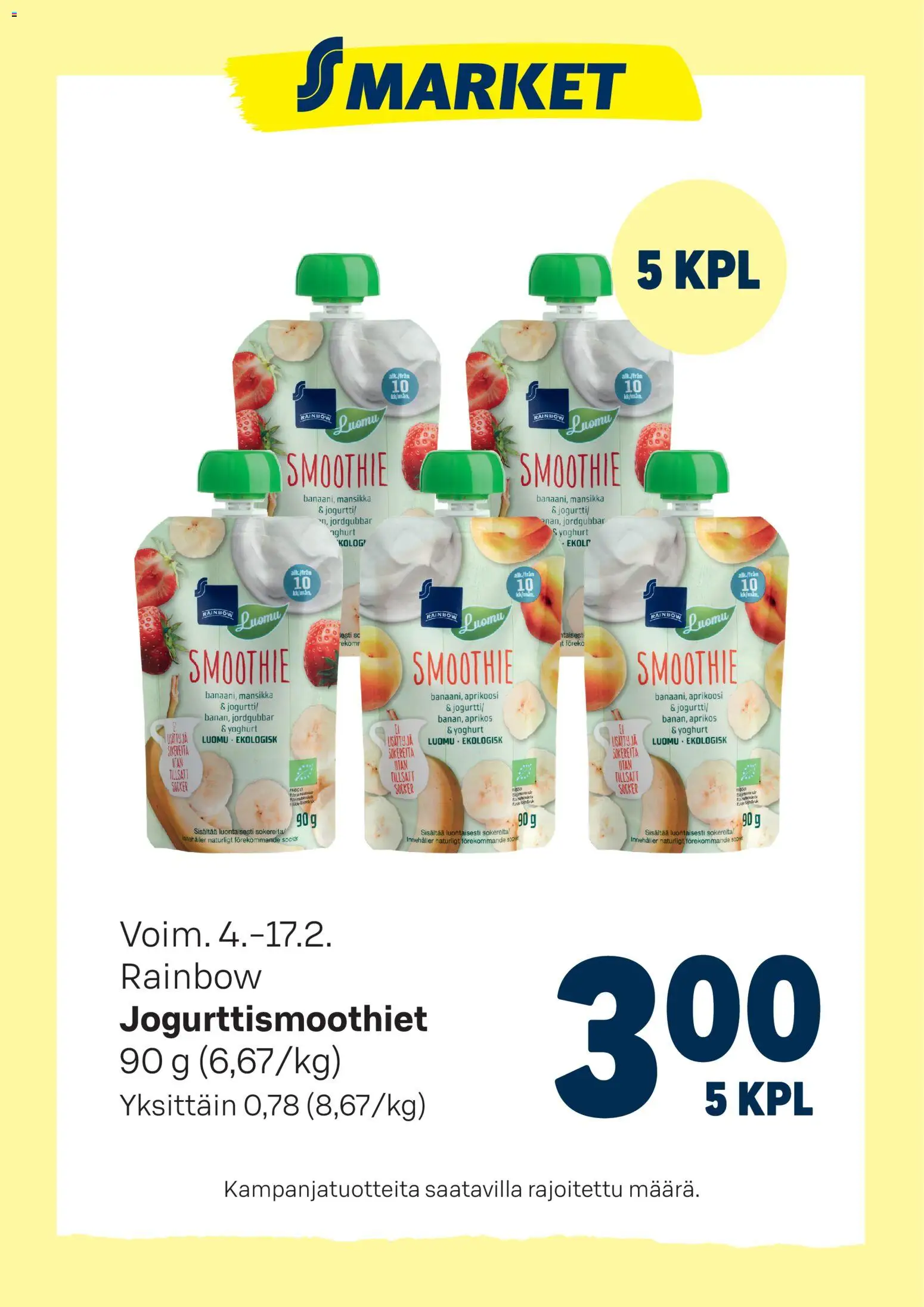 Kaupan S-market Tarjoukset Jogurttismoothiet esikatselu, voimassa 04/02/2026
