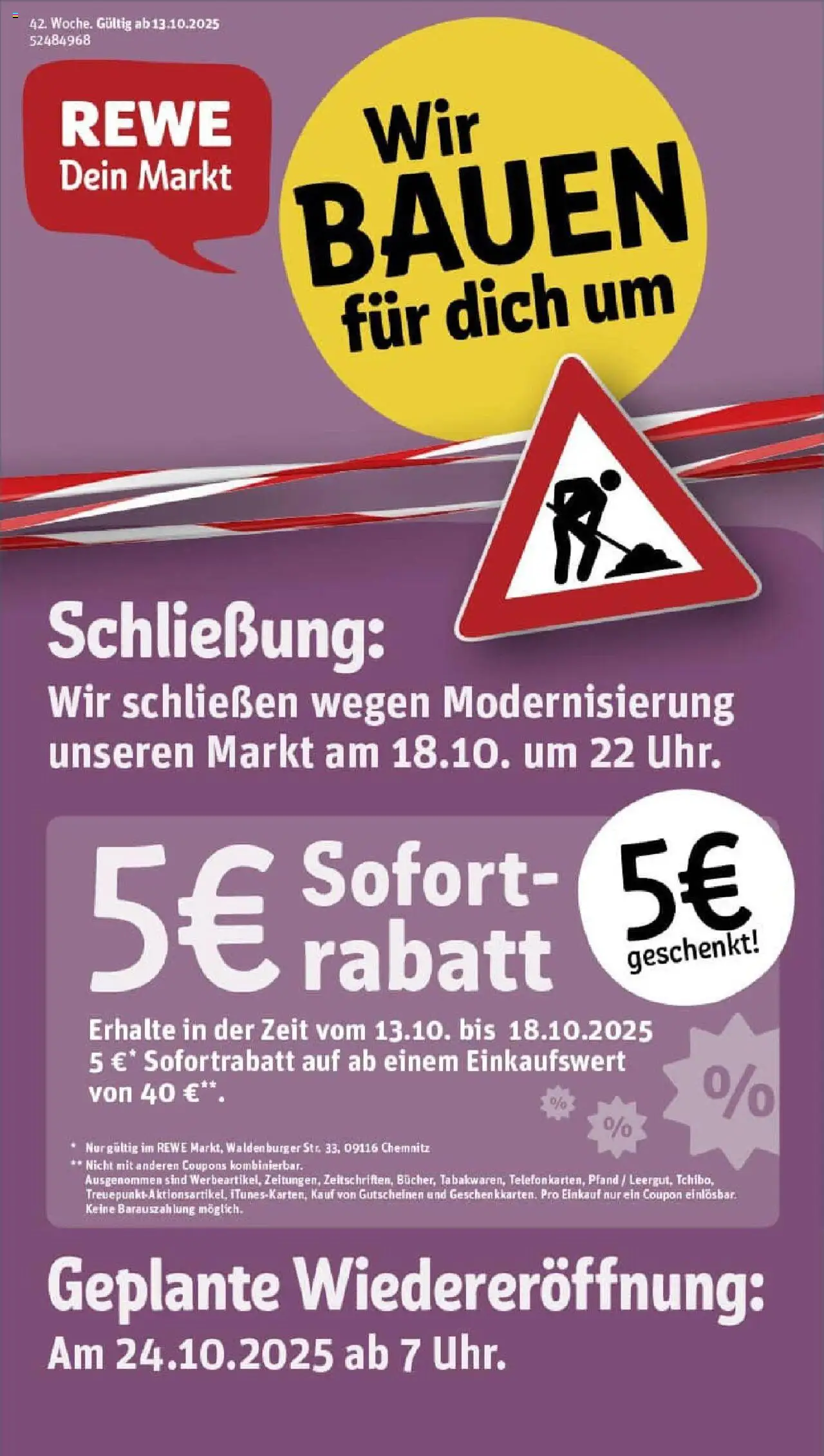 REWE Prospekt ab 13.10.2025 nächste Woche - Prospekt Chemnitz / Altendorf	