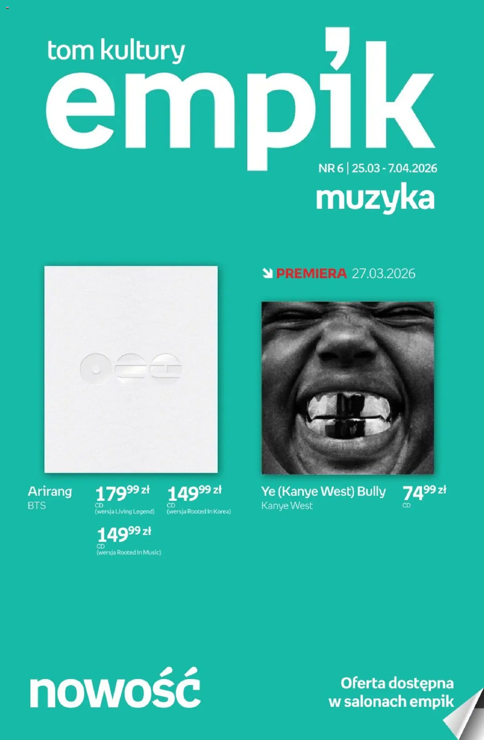 Pogląd gazetki "Empik promocje - Tom kultury Muzyka" ze sklepu Empik ważnej od 25.03.2026