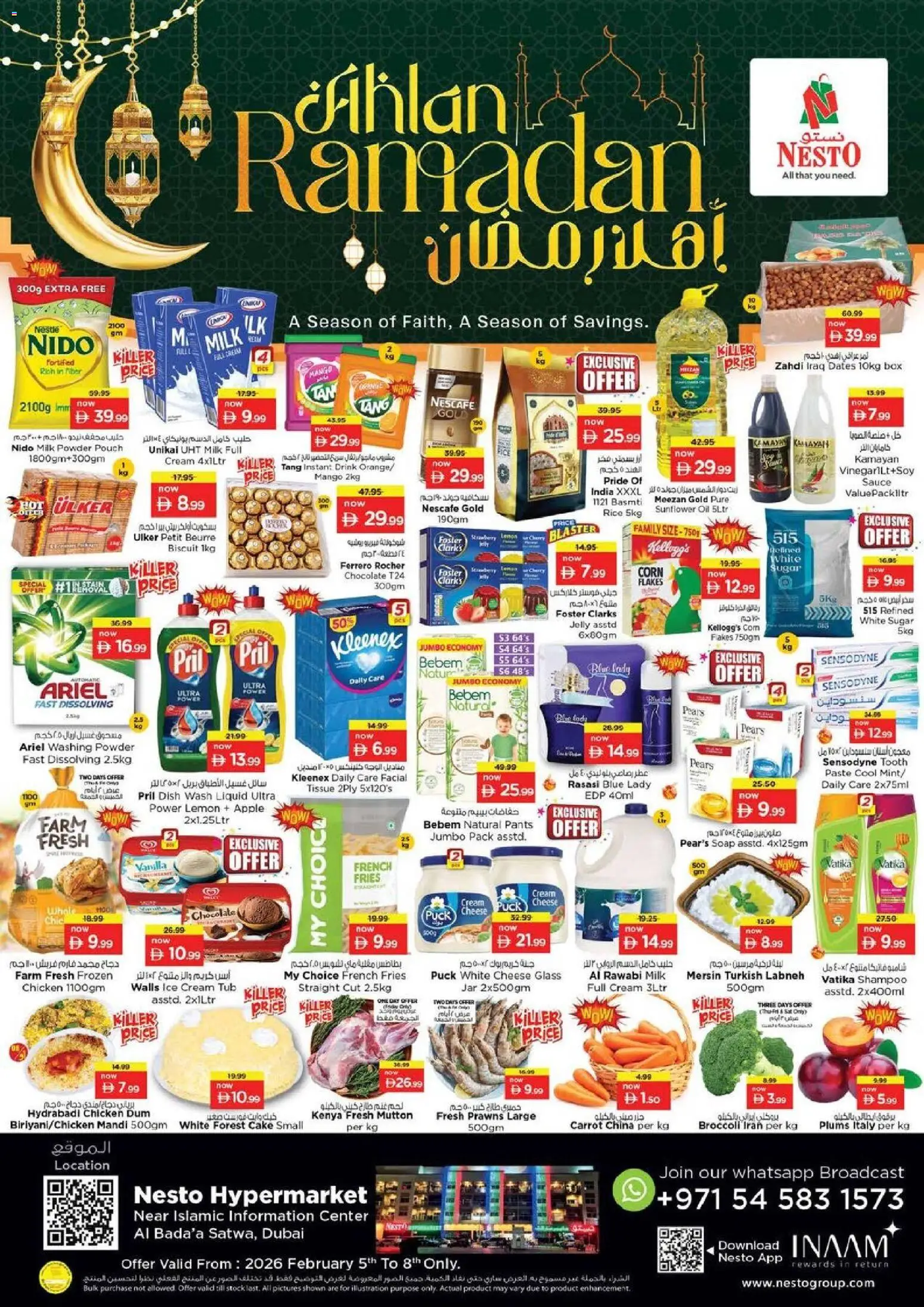 Preview of the catalogue Ramadan - Al Bada'a Satwa, Dubai of store Nesto valid from 5 Feb, 2026 - Chocolate, Chicken, Milk, Carrot, Box, Rice, Pears, Powder
