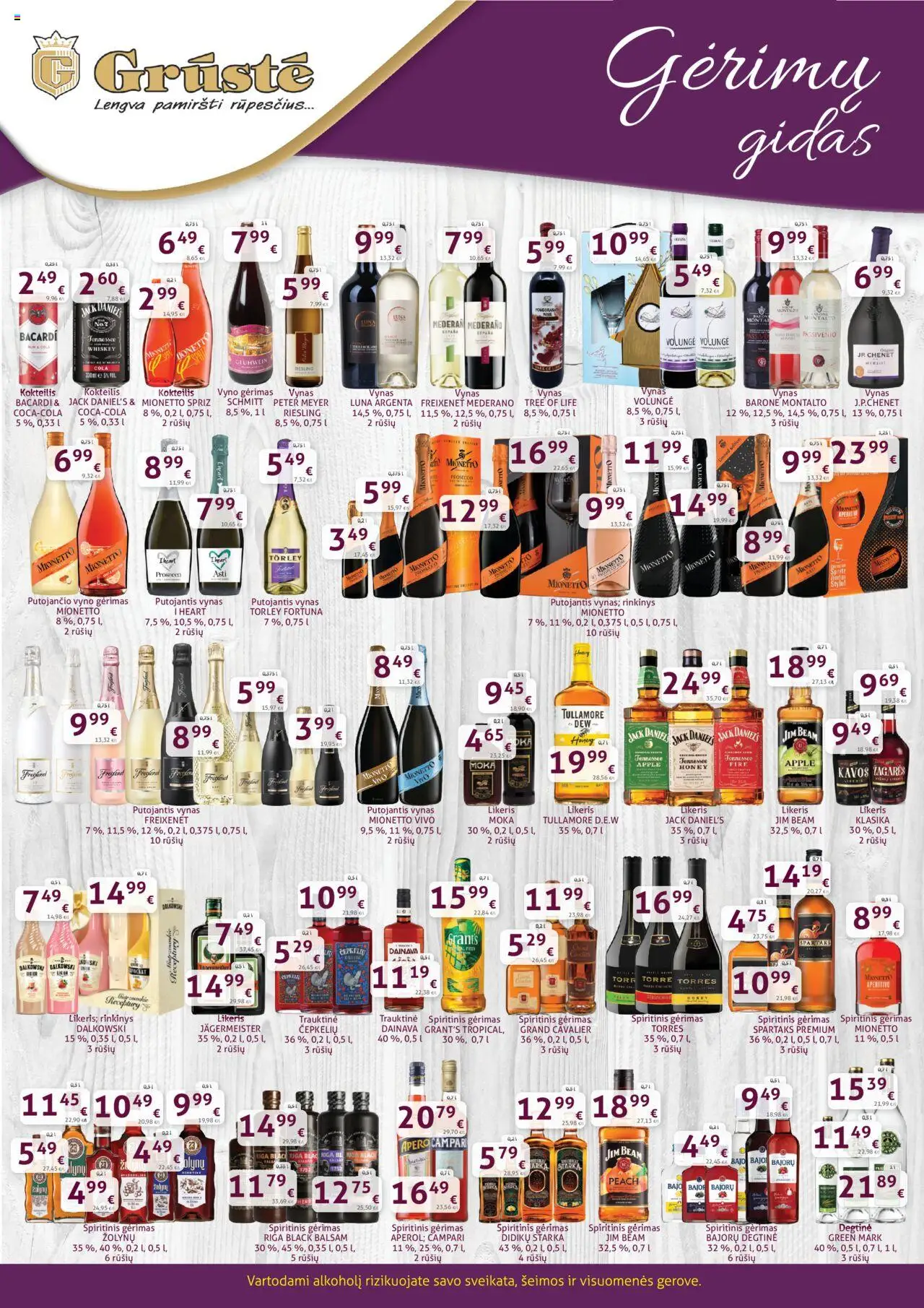 GRUSTE leidinys galioja nuo 2025.07.11 – puslapio numeris 1 - Degtinė, Jägermeister, Vynas