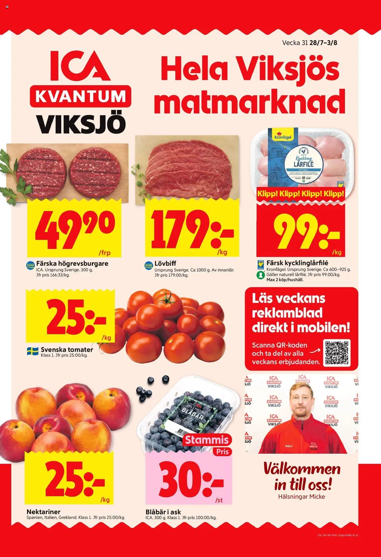 Järfälla är giltig 28/07 2025 > Veckans Erbjudanden gäller från 28/07/2025 till 03/08/2025 sidnummer 1 - Lövbiff, Blåbär, Galler, Tomater, Nektariner