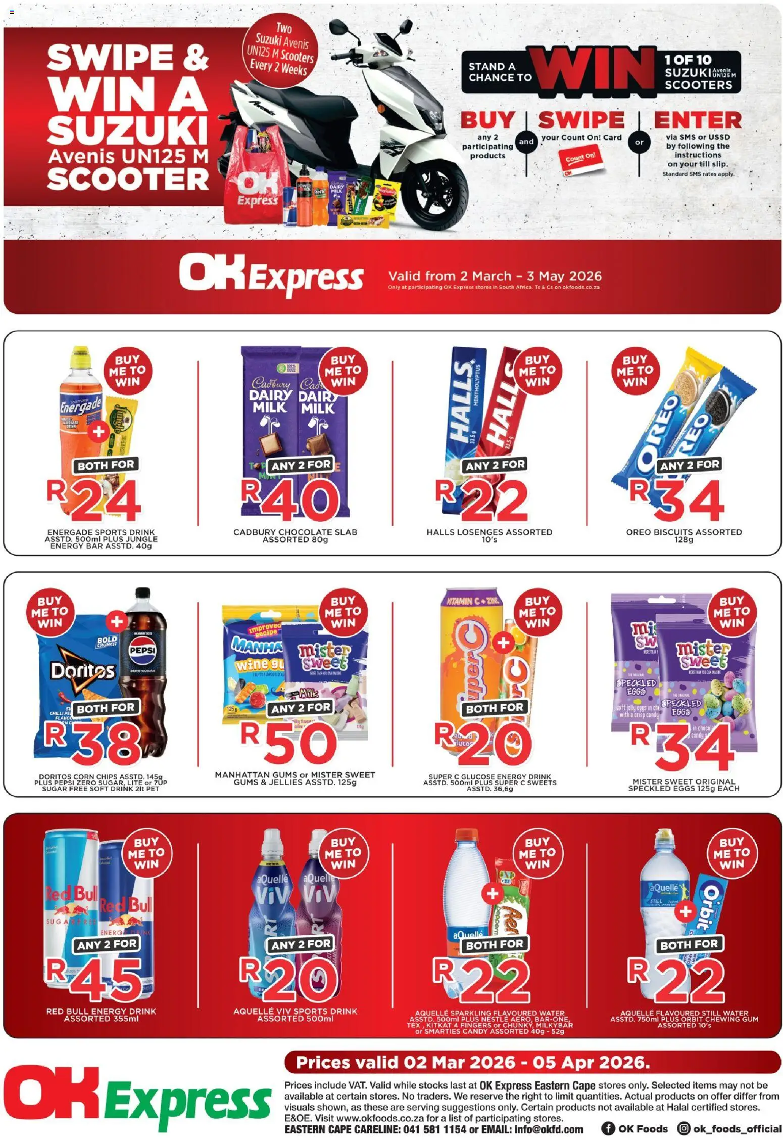 Preview of OK Foods flyer valid from 02/03/2026 - Water, Eggs, Sweets, Biscuits, Chips, Oreo, Energy drink, Sports drink