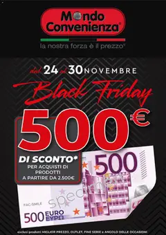 Anteprima dell'opuscolo Black Friday dal negozio Mondo Convenienza valido da 24/11/2025
