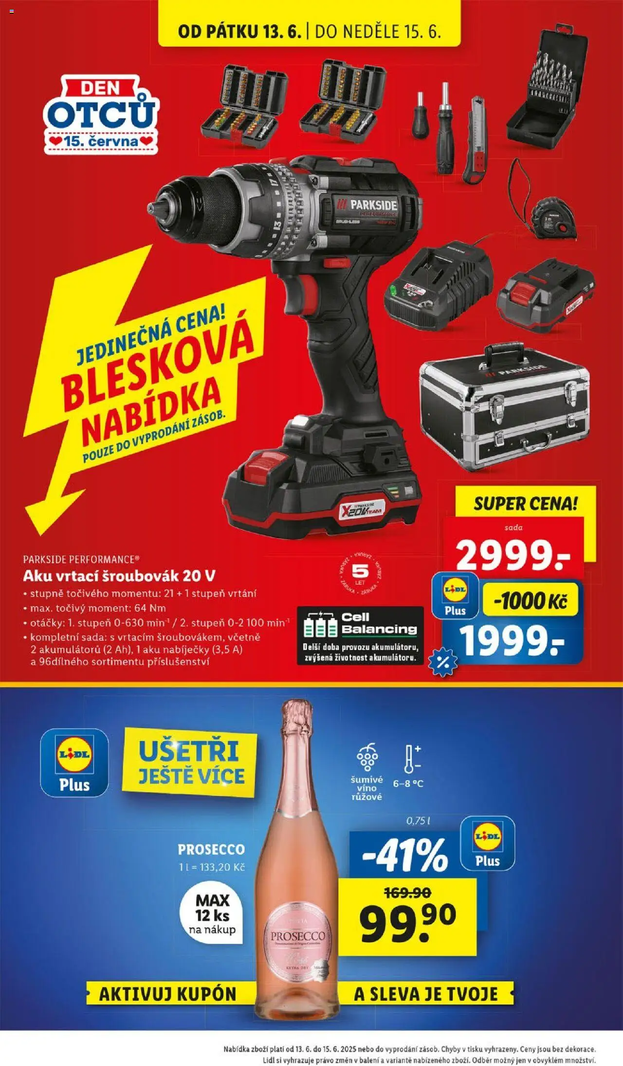  LIDL leták příští týden od 12.06.2025 >> Lidl Akce - strana 44 - Parkside, Prosecco, Víno, Šroubovák, Šumivé víno