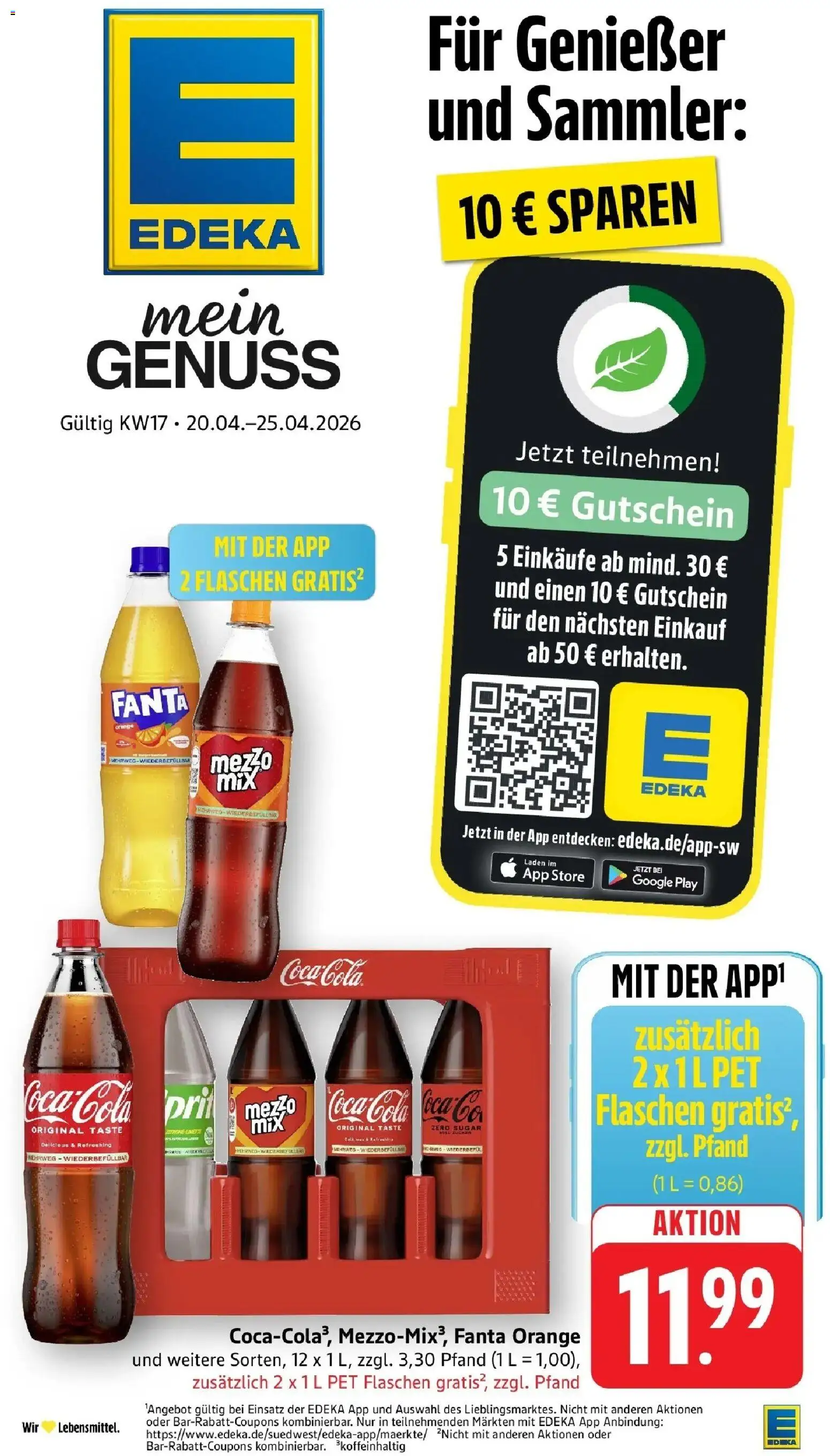Vorschau von dem Prospekt des Geschäftes Edeka, gültig ab dem 20.04.2026 - Coca cola, Cola, Fanta
